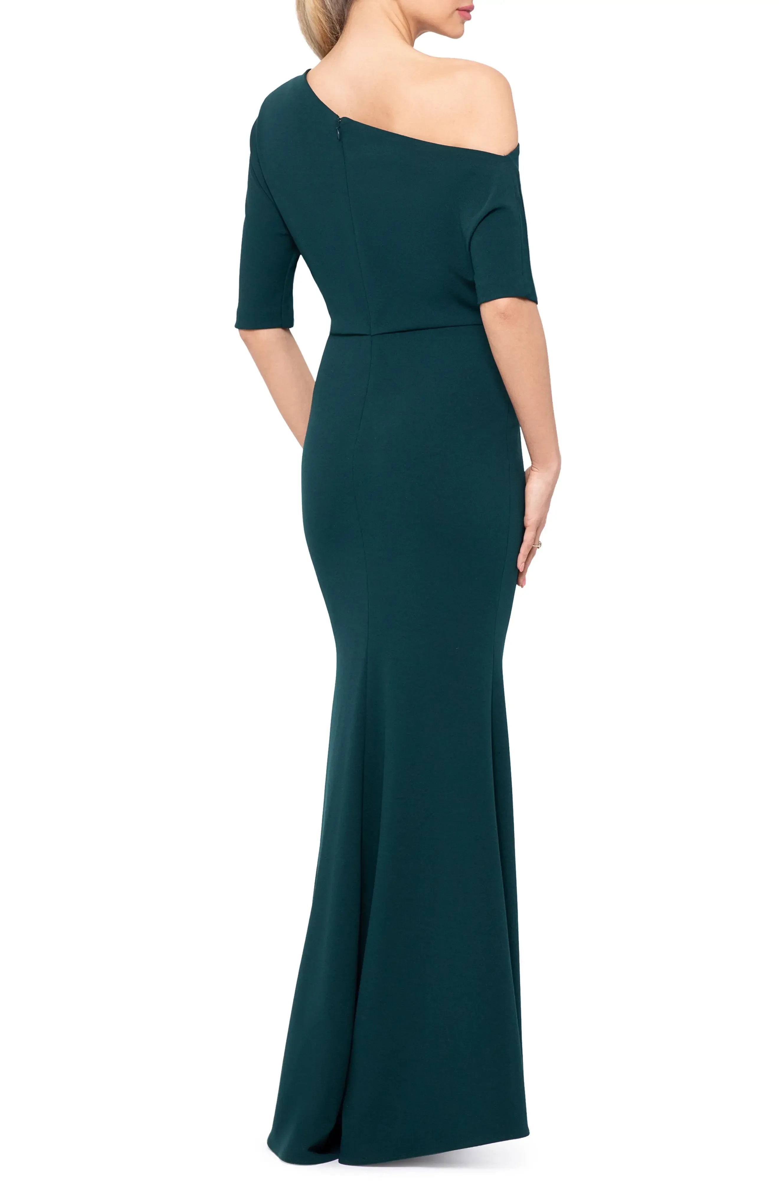 Charming Mermaid One Shoulder Half Sleeve Zipper Back Floor Length Bridesmaid Dress