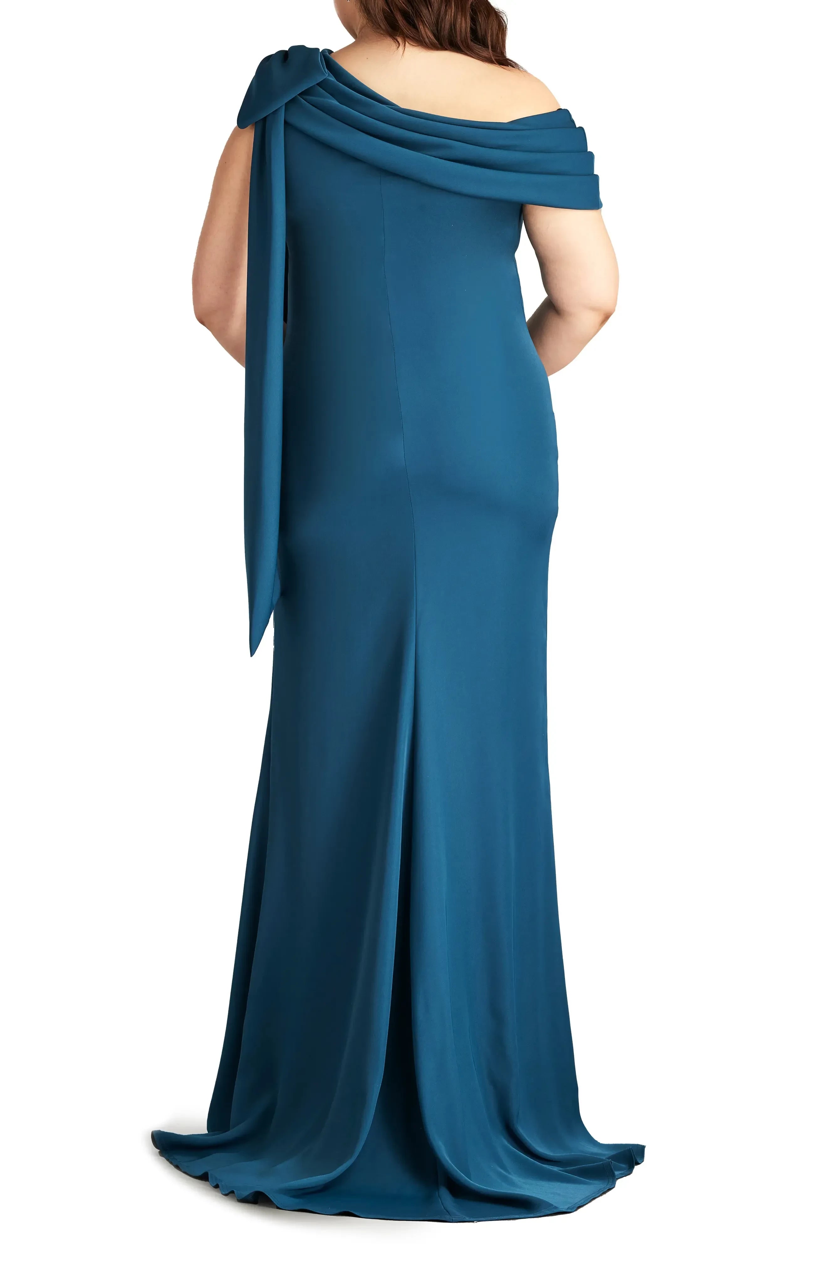 Charming Mermaid One Shoulder Sleeveless Draped Back Floor Length Plus Size Evening Dress