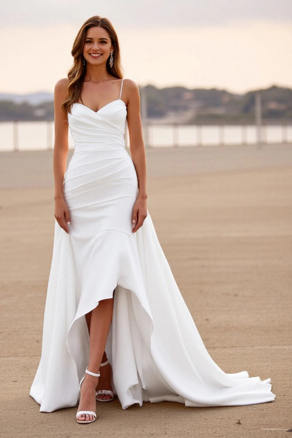 Charming Mermaid Sweetheart Neck Sleeveless Button Back Floor Length Wedding Dress