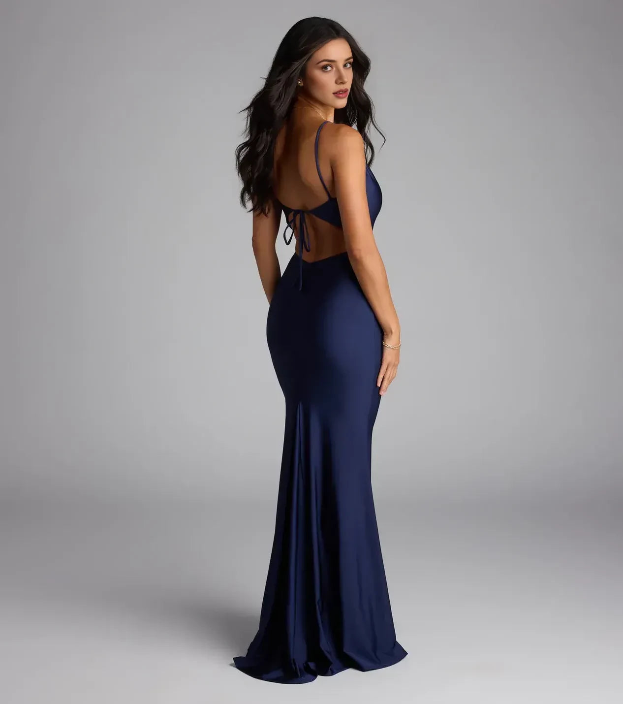 Charming Mermaid Sweetheart Neck Spaghetti Strap Tie Back Floor Length Prom Dress