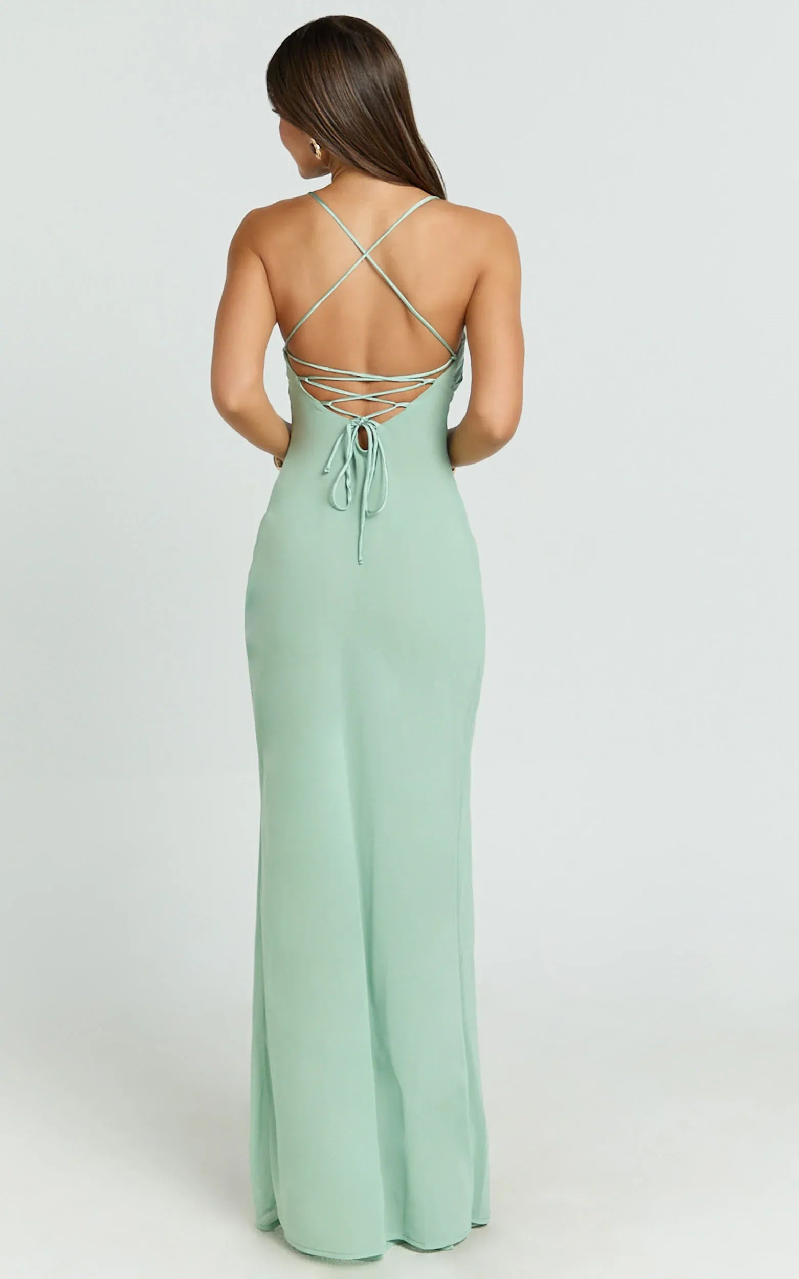 Charming Sheath Cowl Neck Sleeveless Lace Up Back Floor Length Plus Size Evening Dress