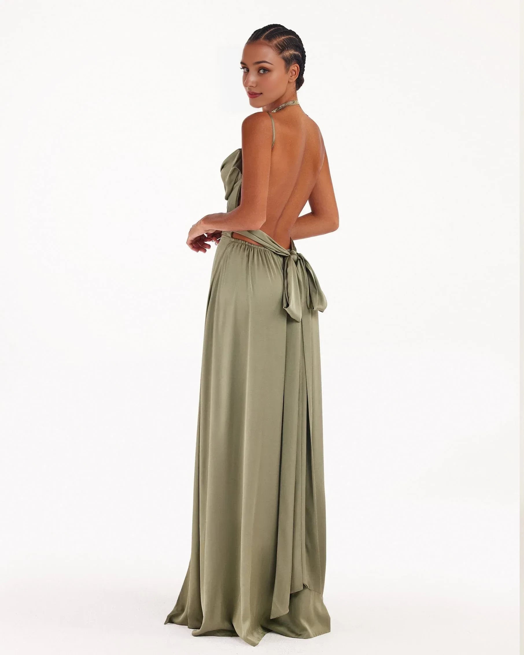 Charming Sheath Cowl Neck Sleeveless Tie Back Floor Length Evening Dress