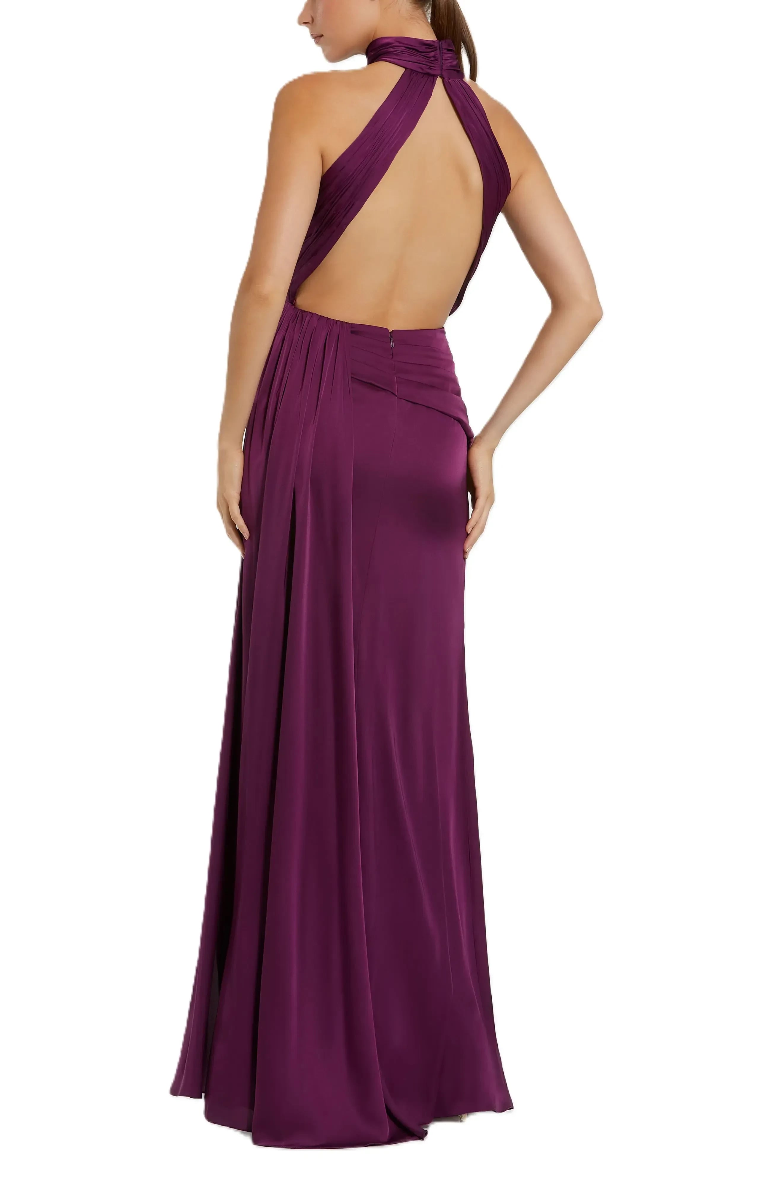 Charming Sheath Halter Neck Sleeveless Open Back Floor Length Bridesmaid Dress