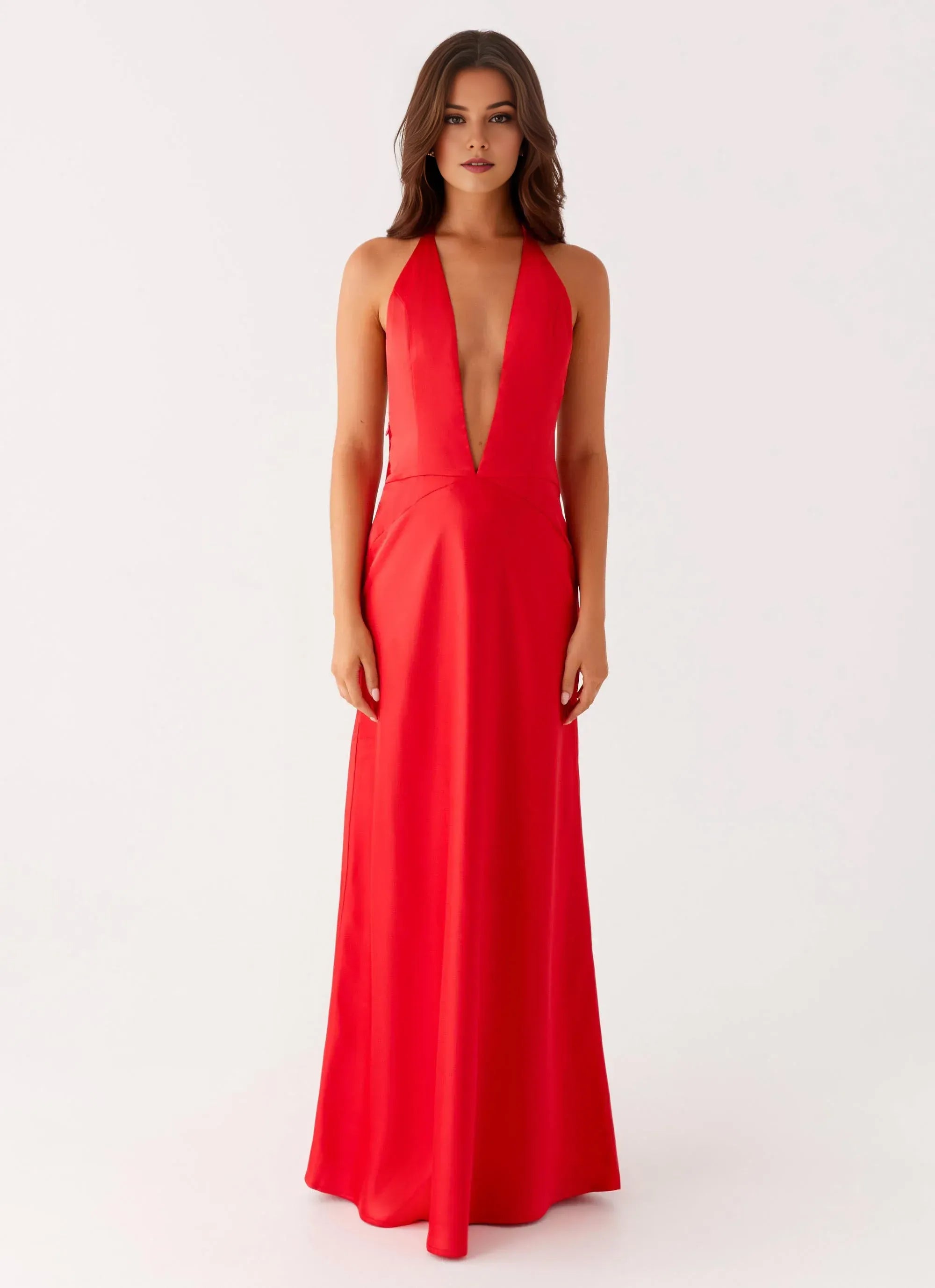 Charming Sheath Halter Neck Sleeveless Open Back Floor Length Plus Size Evening Dress