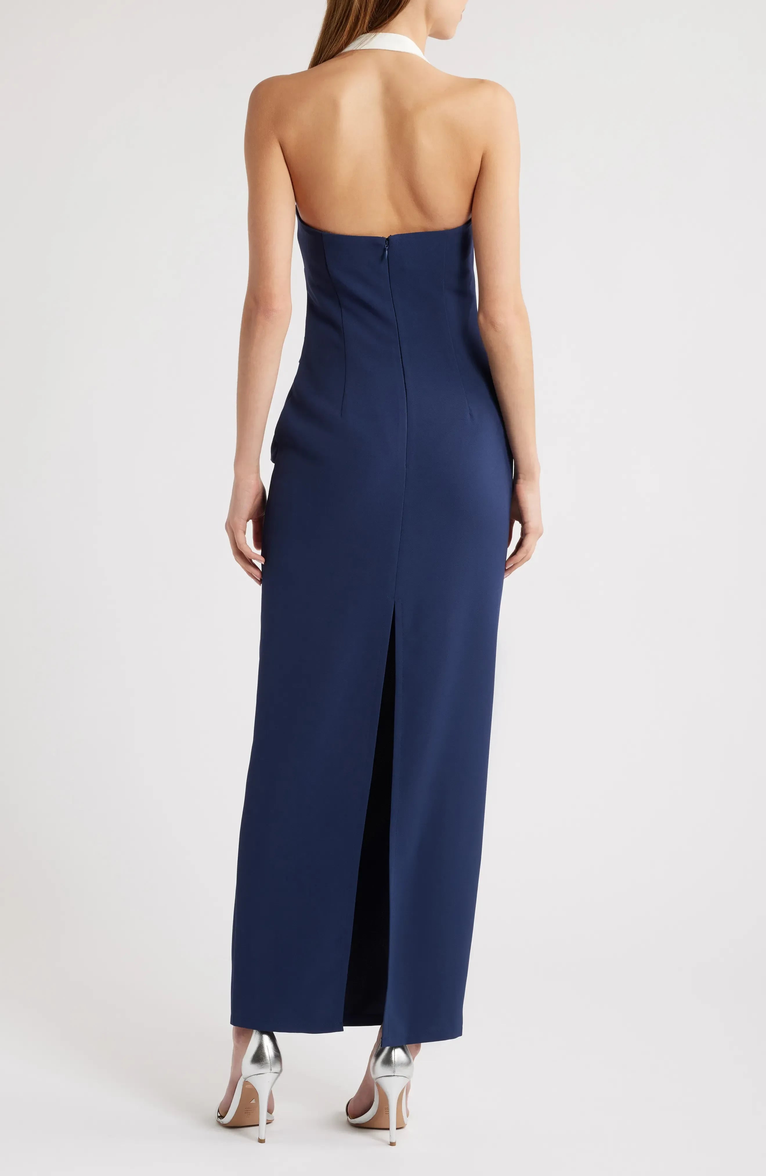 Charming Sheath Halter Neck Sleeveless Zipper Back Floor Length Evening Dress