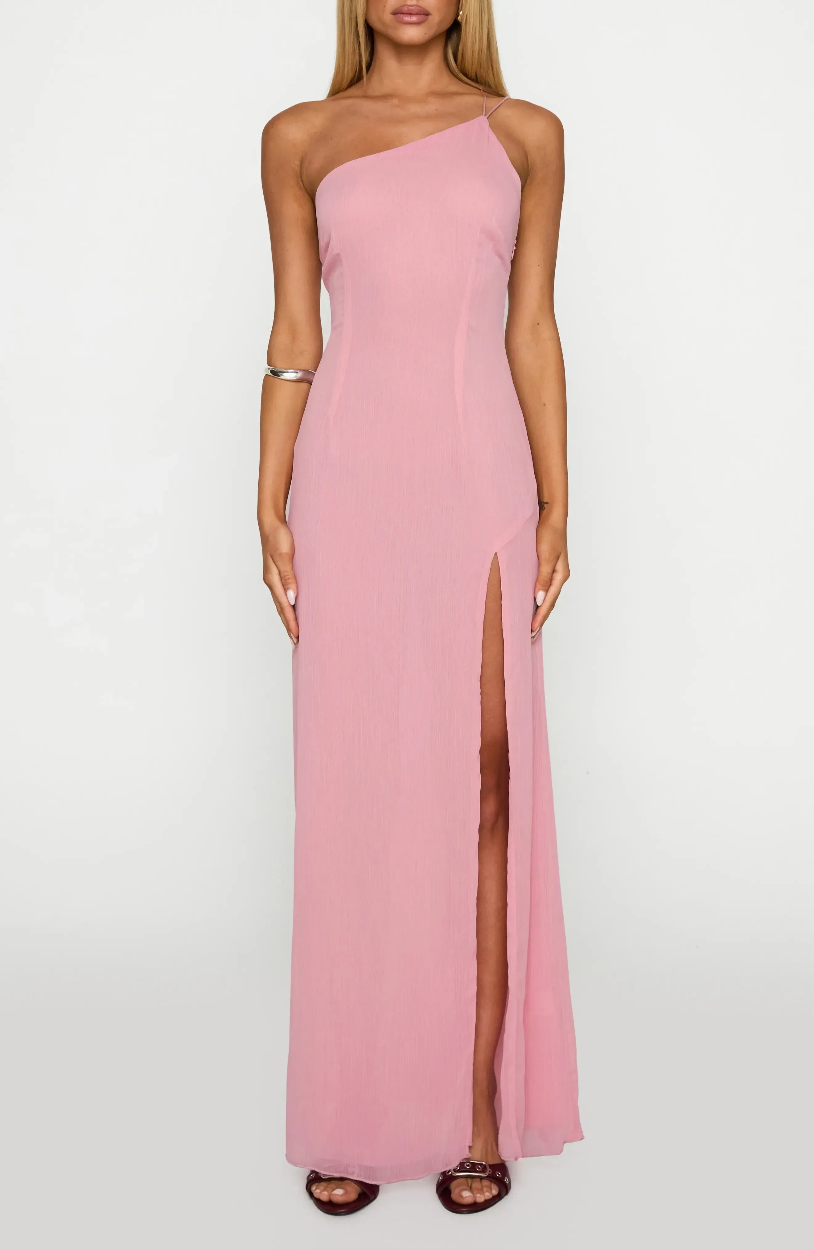 Charming Sheath One Shoulder Sleeveless Lace Up Back Floor Length Evening Dress