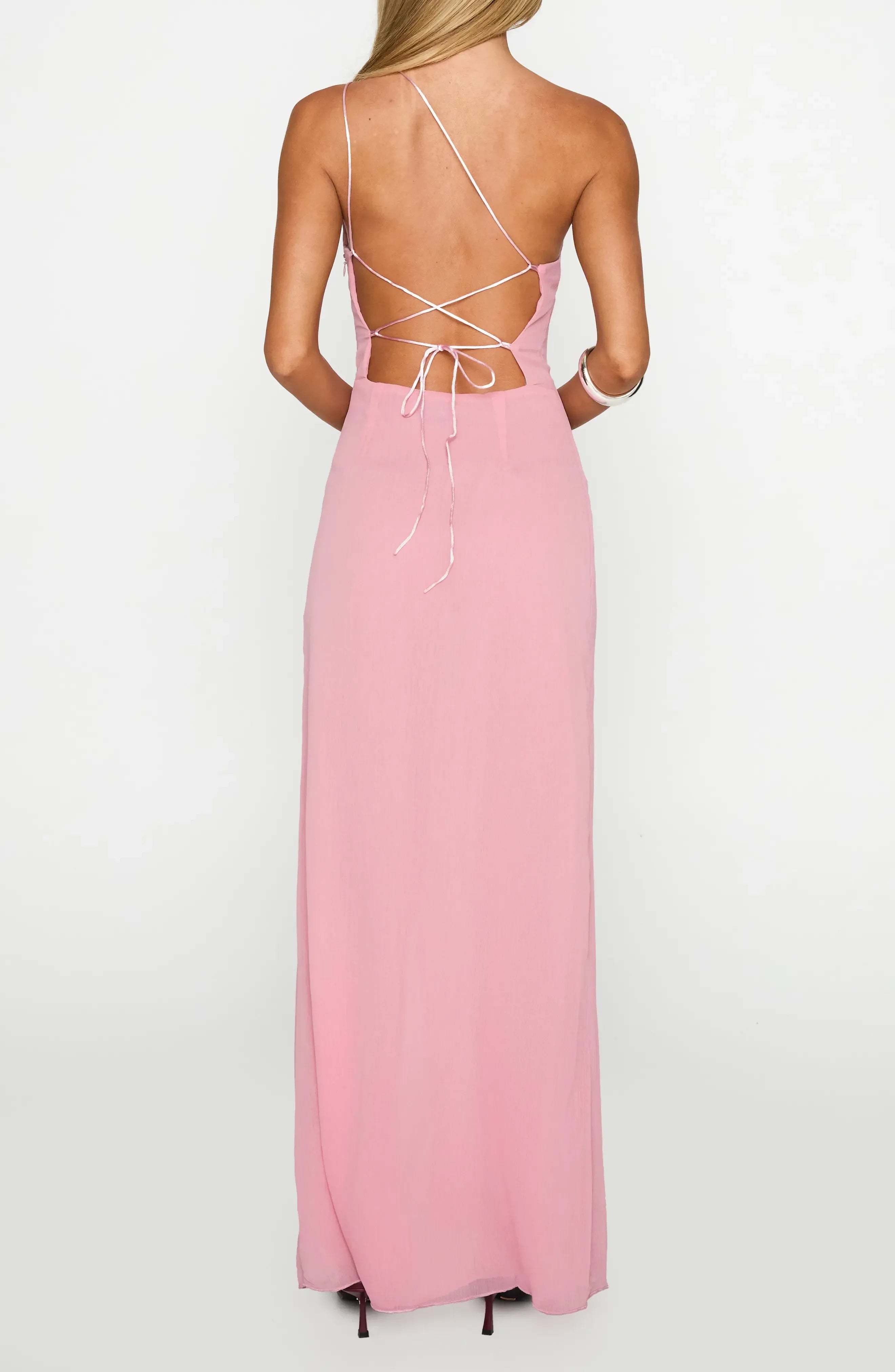 Charming Sheath One Shoulder Sleeveless Lace Up Back Floor Length Evening Dress