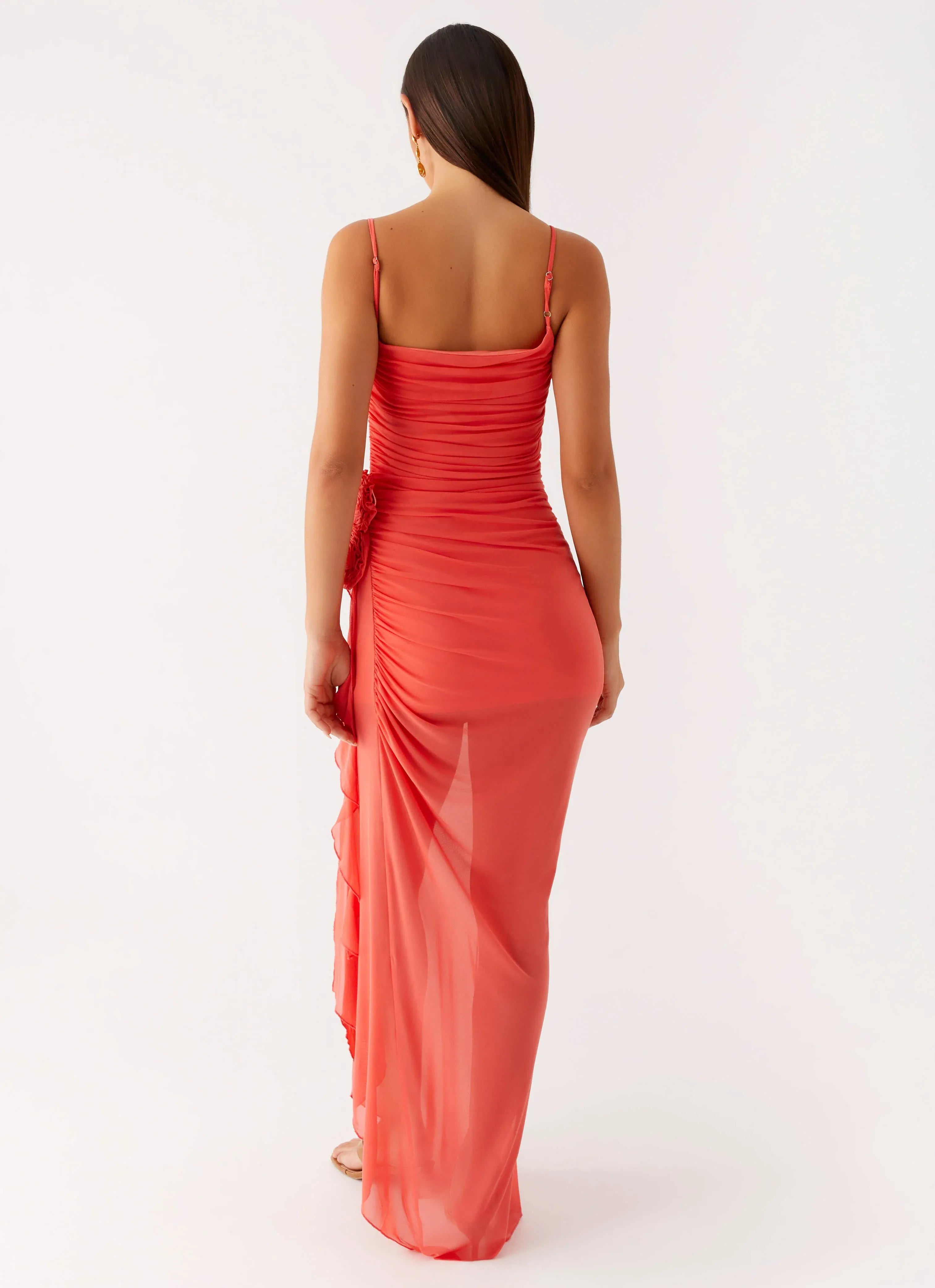 Charming Sheath Square Neck Sleeveless Ruffled Trim Asymmetric Floor Plus Size Evening Dress