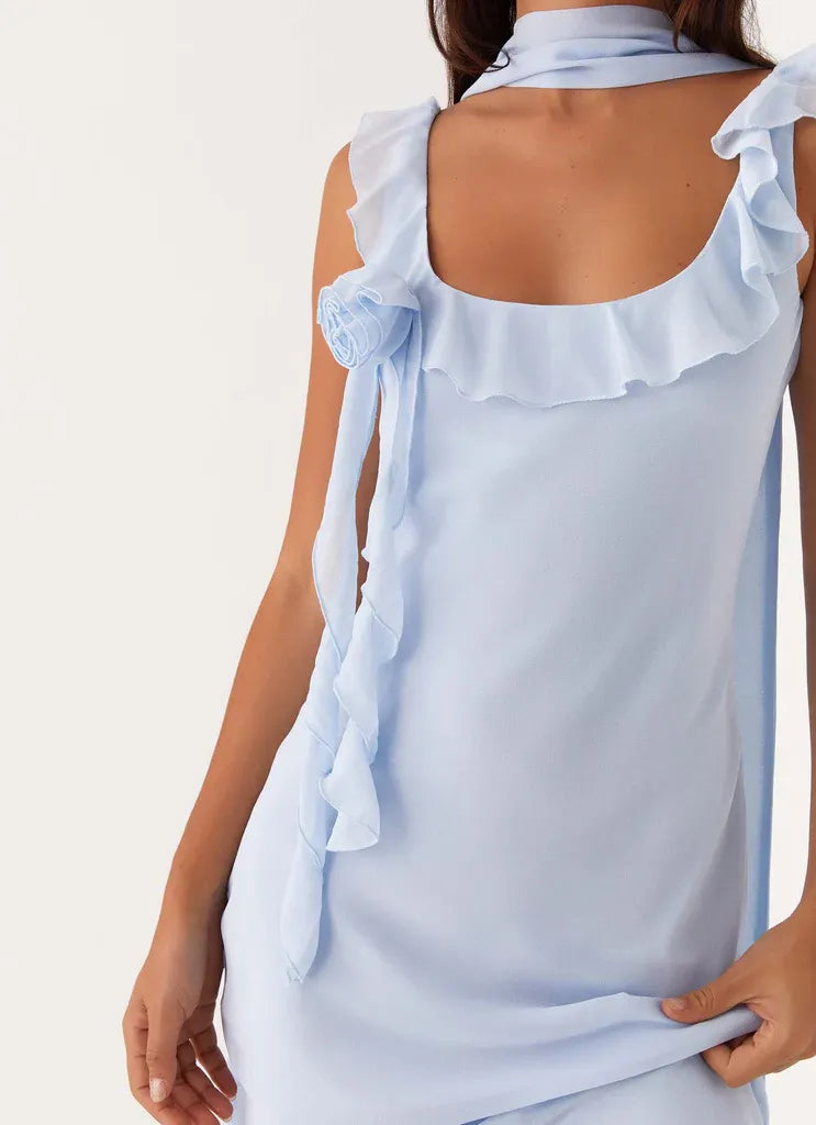 Charming Sheath Square Neck Sleeveless Ruffled Trim Asymmetric Midi Plus Size Evening Dress