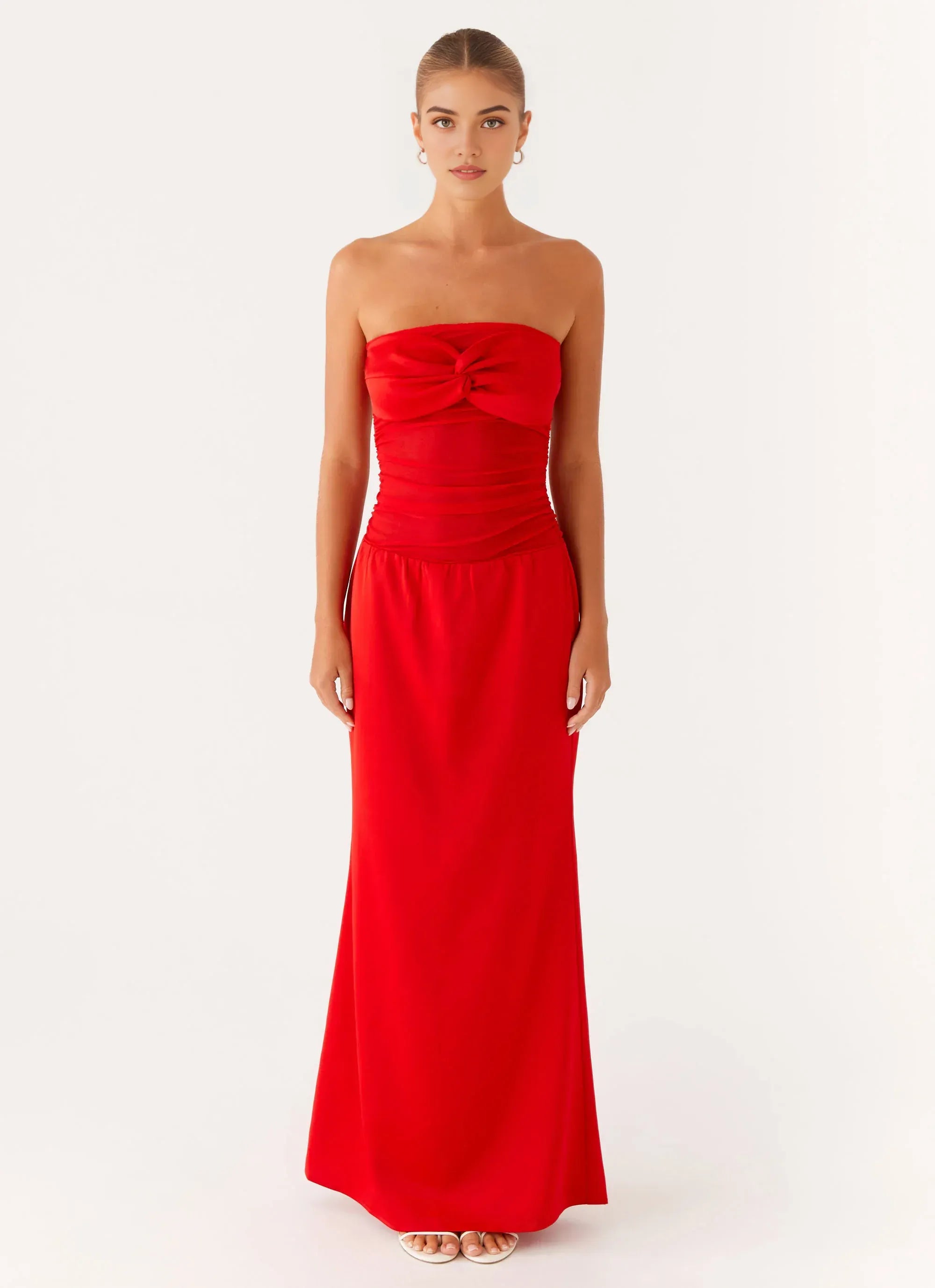 Charming Sheath Strapless Sleeveless Ruched Back Floor Length Plus Size Evening Dress