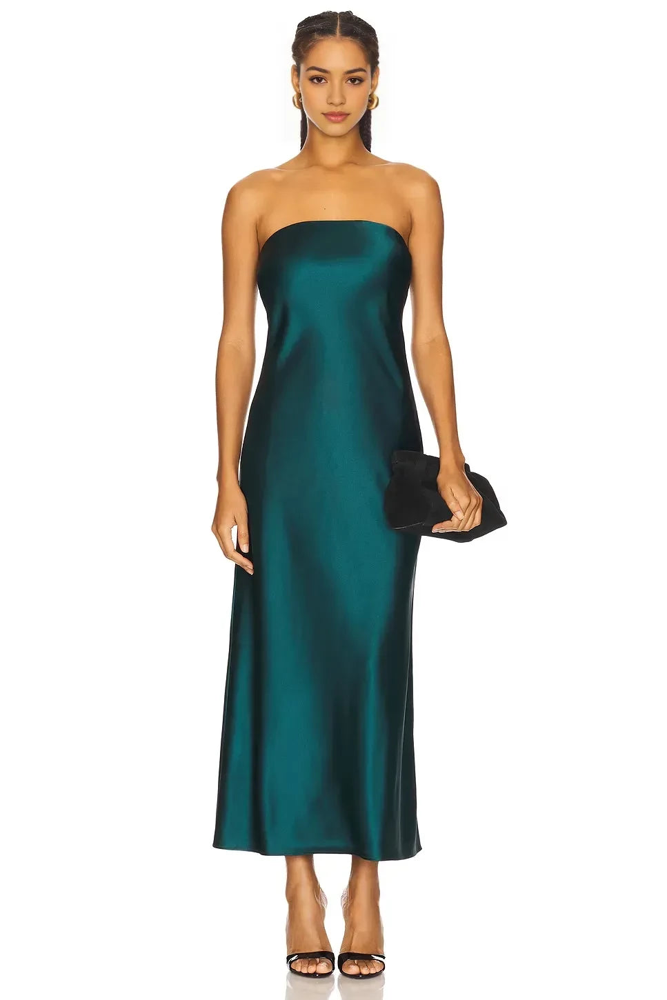 Charming Sheath Strapless Sleeveless Solid Back Midi Evening Dress