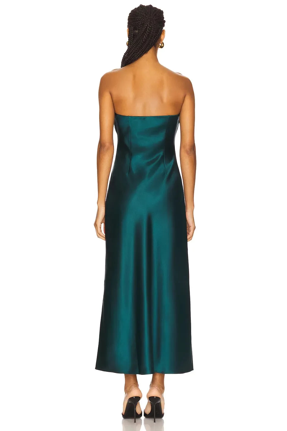 Charming Sheath Strapless Sleeveless Solid Back Midi Evening Dress