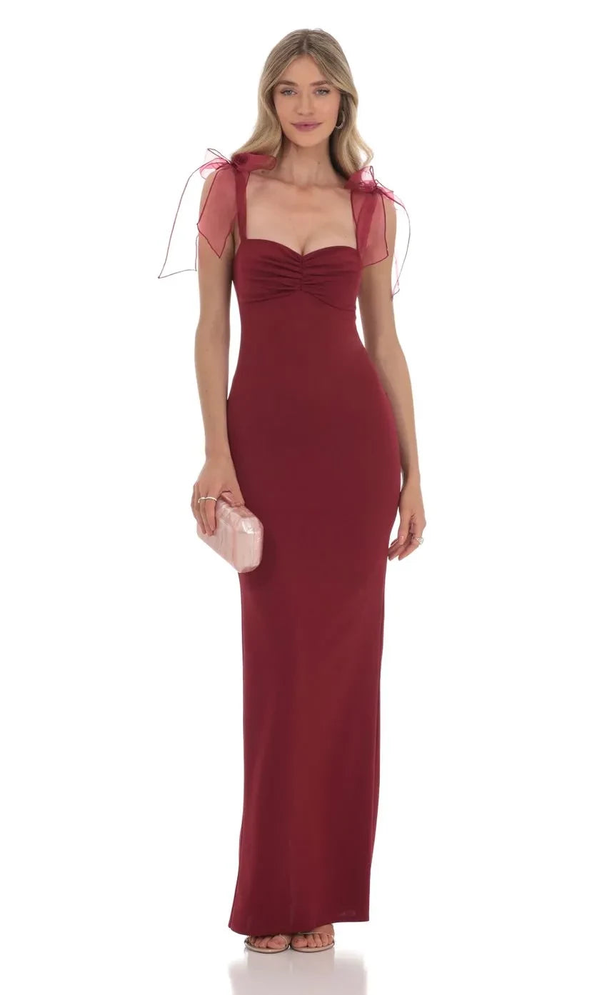 Charming Sheath Sweetheart Neck Bow Strap Open Back Floor Length Evening Dress
