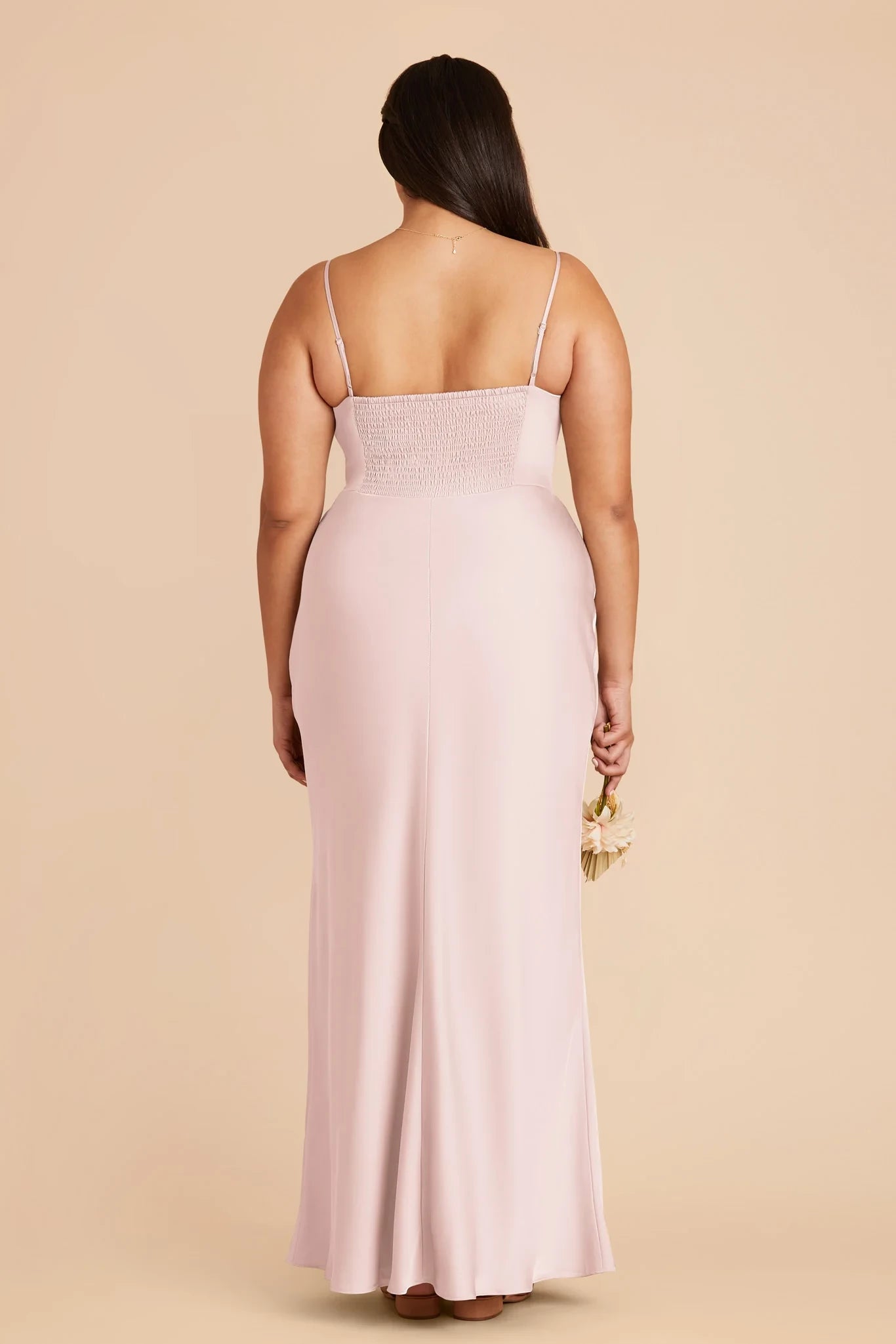 Charming Sheath Sweetheart Neck Spaghetti Strap Smocked Back Floor Length Plus Size Bridesmaid Dress