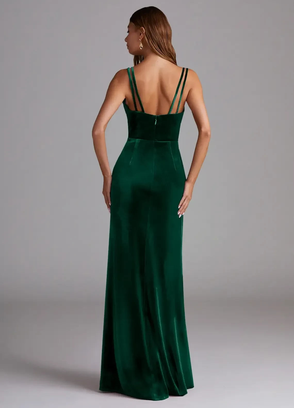 Charming Sheath V Neck Sleeveless Strappy Back Floor Length Bridesmaid Dress