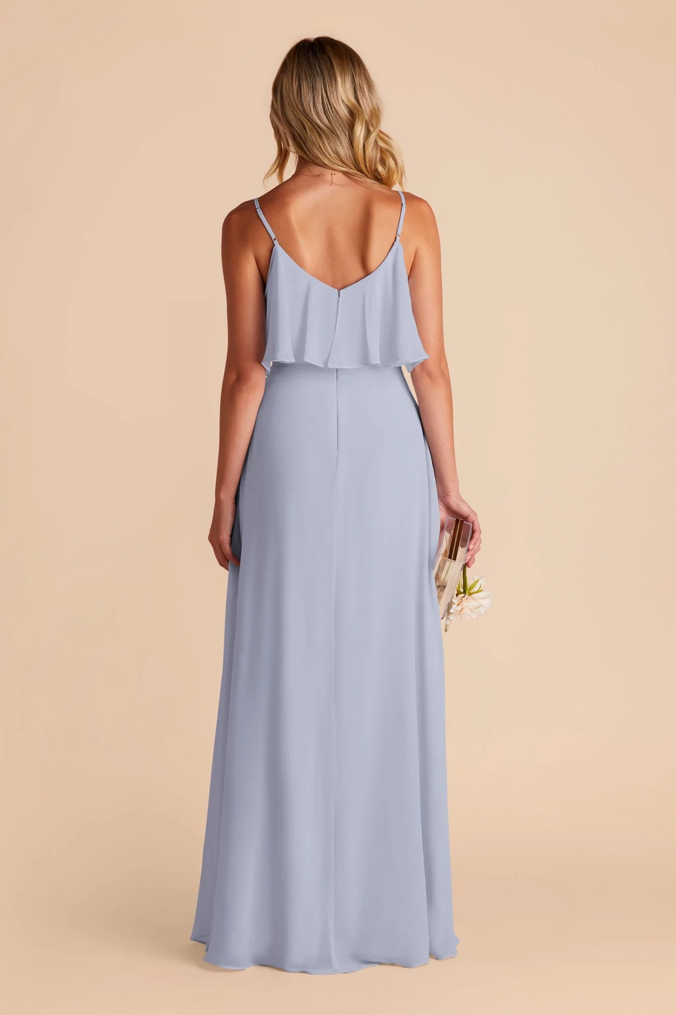 Charming Sheath V Neck Spaghetti Strap Open Back Floor Length Bridesmaid Dress ﻿