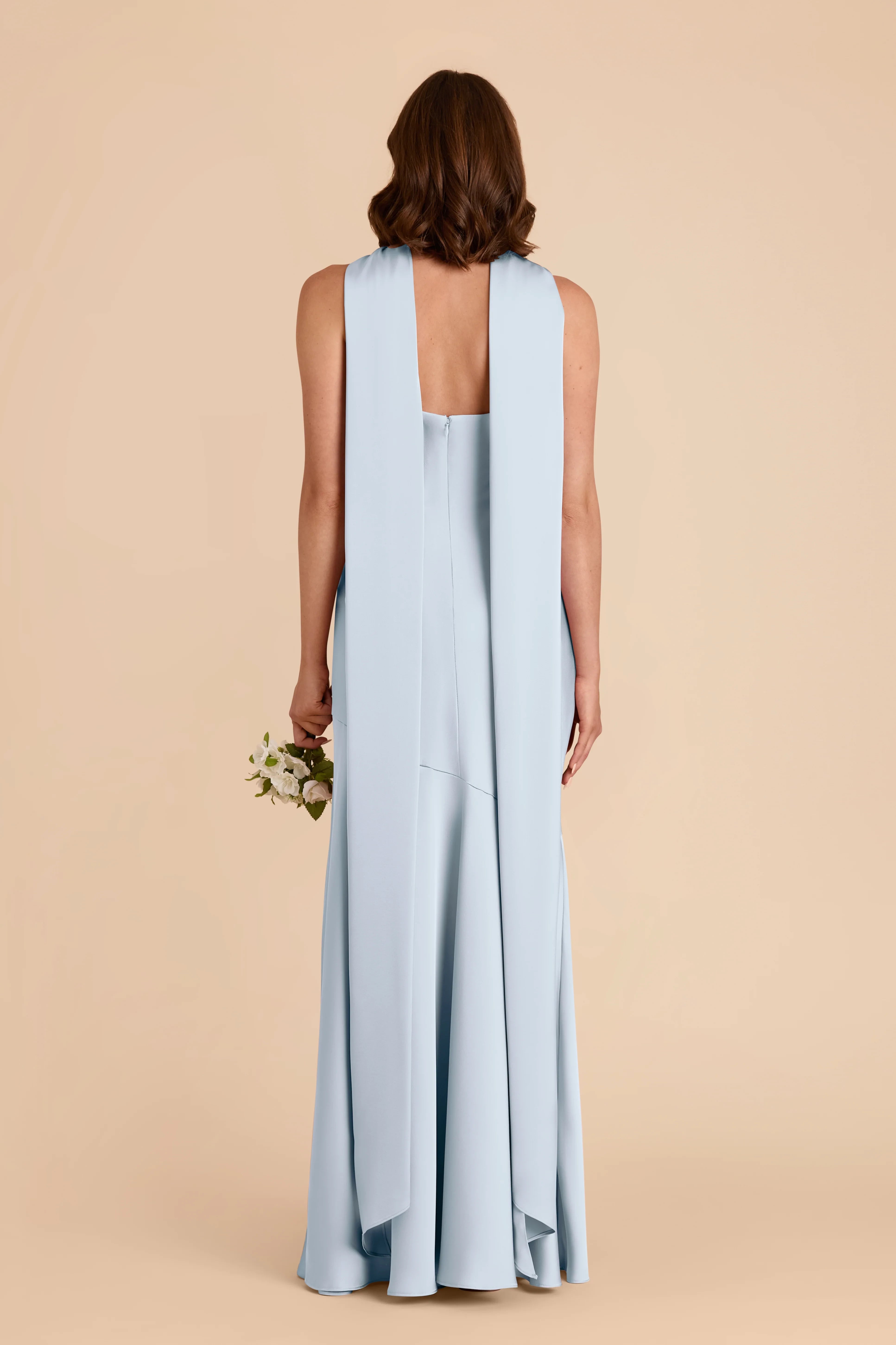 Charming Trumpet Halter Neck Sleeveless Open Back Floor Length Bridesmaid Dress