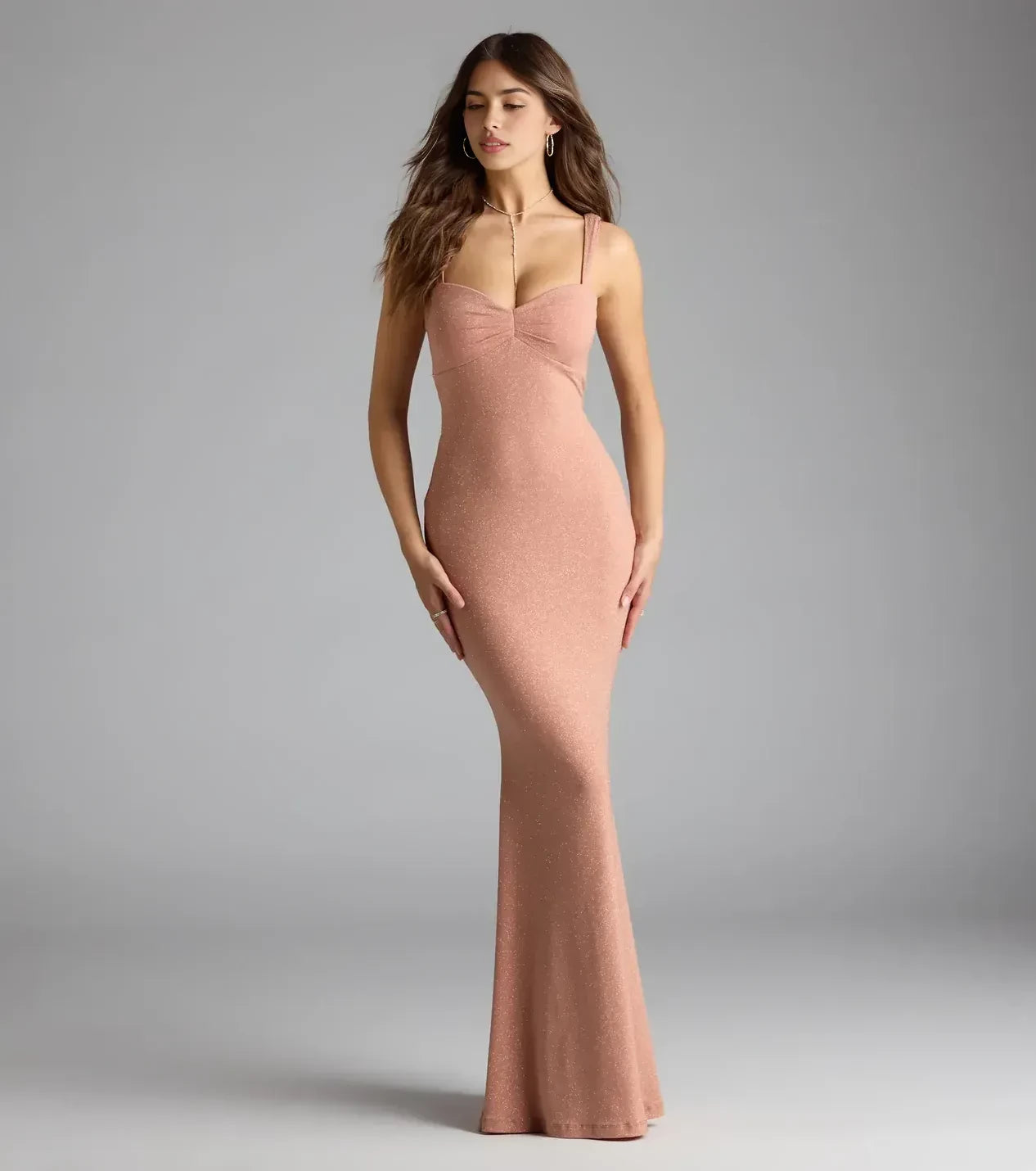 Charming Trumpet Sweetheart Neck Spaghetti Strap Open Back Floor Length Prom Dress