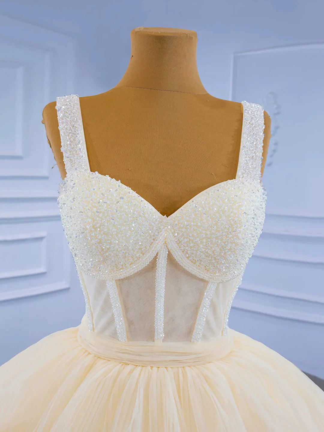 Charming A-line Champagne Tea Length Tulle Beaded Party Dress Evening Graduation Dress Homecoming Dresses