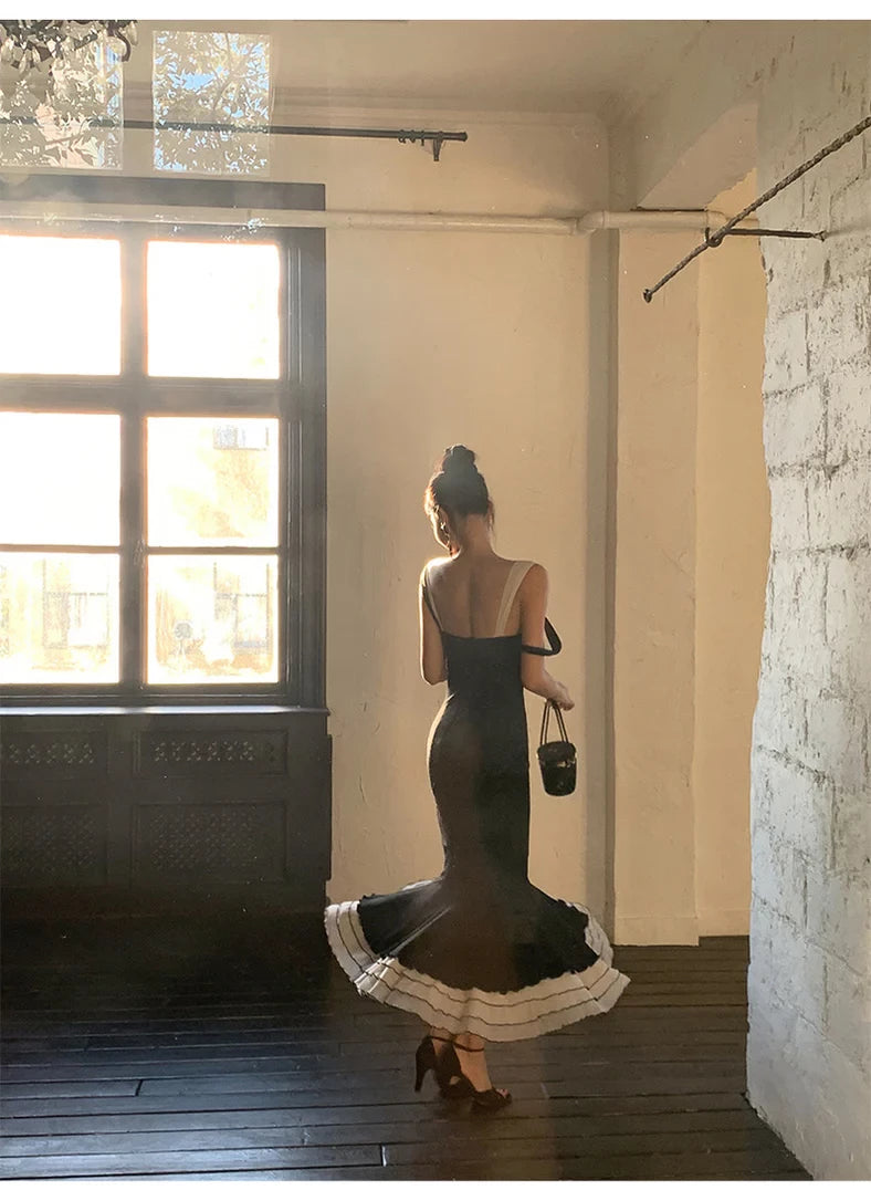 Charming Black Straps Mermaid Elegant Sleeveless Long Prom Dress Party Dress Cocktail Dress Homecoming Dress Evening Dress