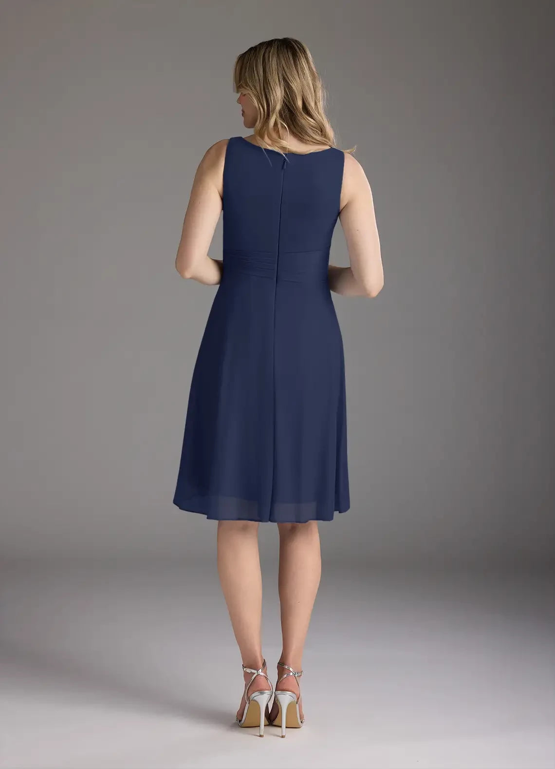 Chic A Line Boat Neck Sleeveless Zipper Back Knee Length Mother of the Bride Dress with Chiffon Jacket