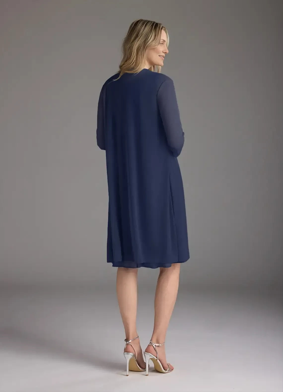 Chic A Line Boat Neck Sleeveless Zipper Back Knee Length Mother of the Bride Dress with Chiffon Jacket