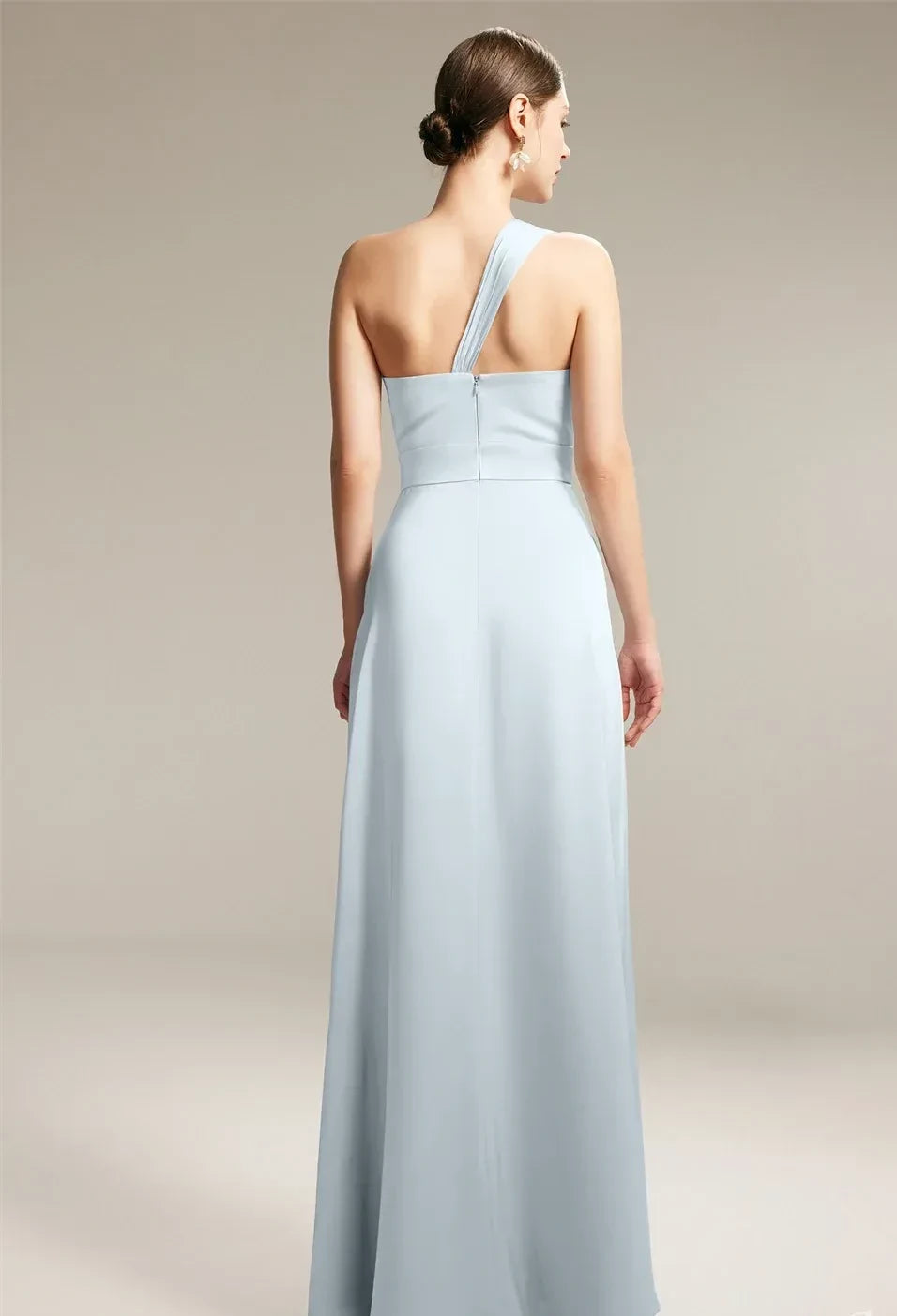 Chic A Line One Shoulder Sleeveless Zipper Back Floor Length Prom Dress