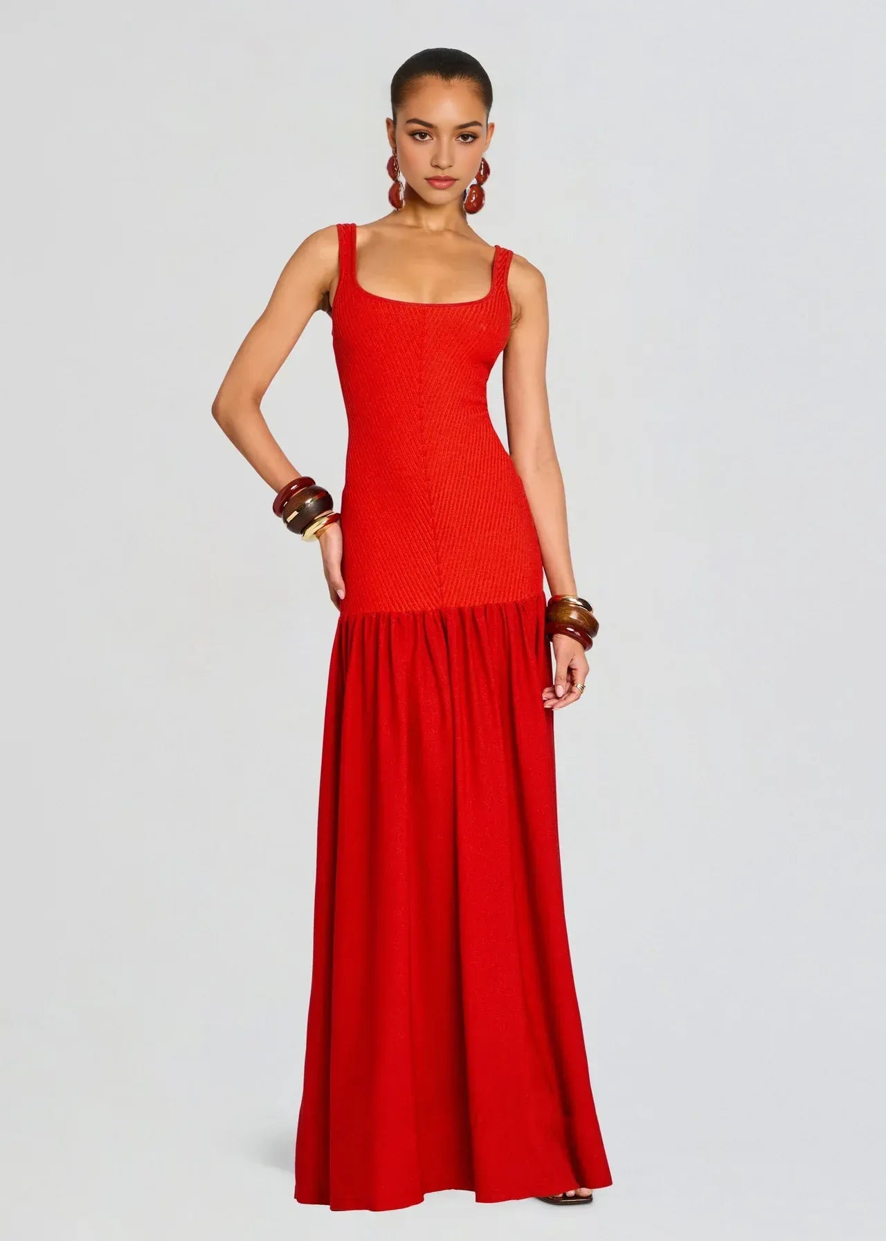 Chic A Line Square Neck Sleeveless Open Back Floor Length Plus Size Prom Dress