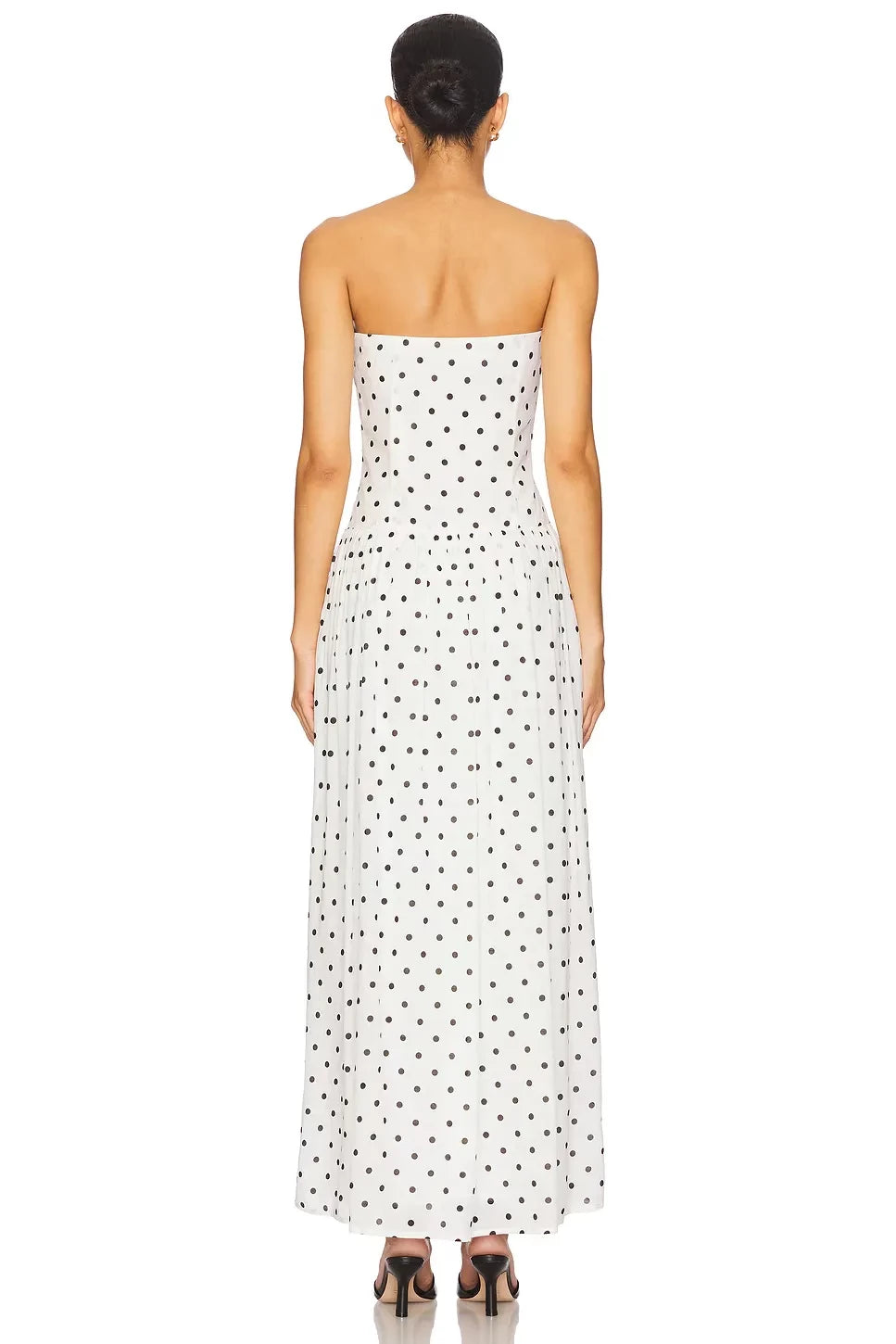 Chic A Line Strapless Sleeveless Polka Dot Floor Length Evening Dress