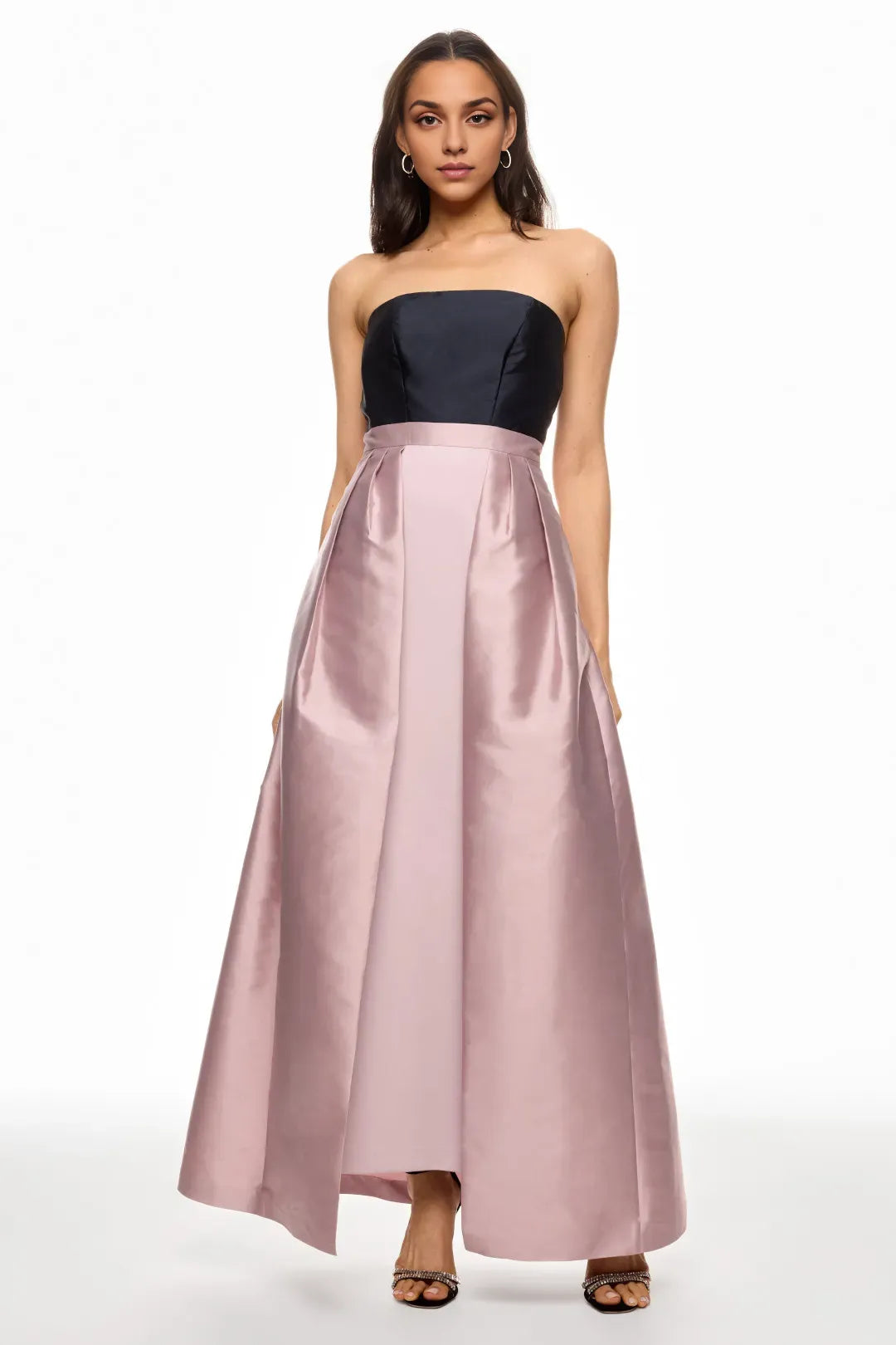 Chic A Line Strapless Sleeveless Two Tone Floor Length Plus Size Prom Dress