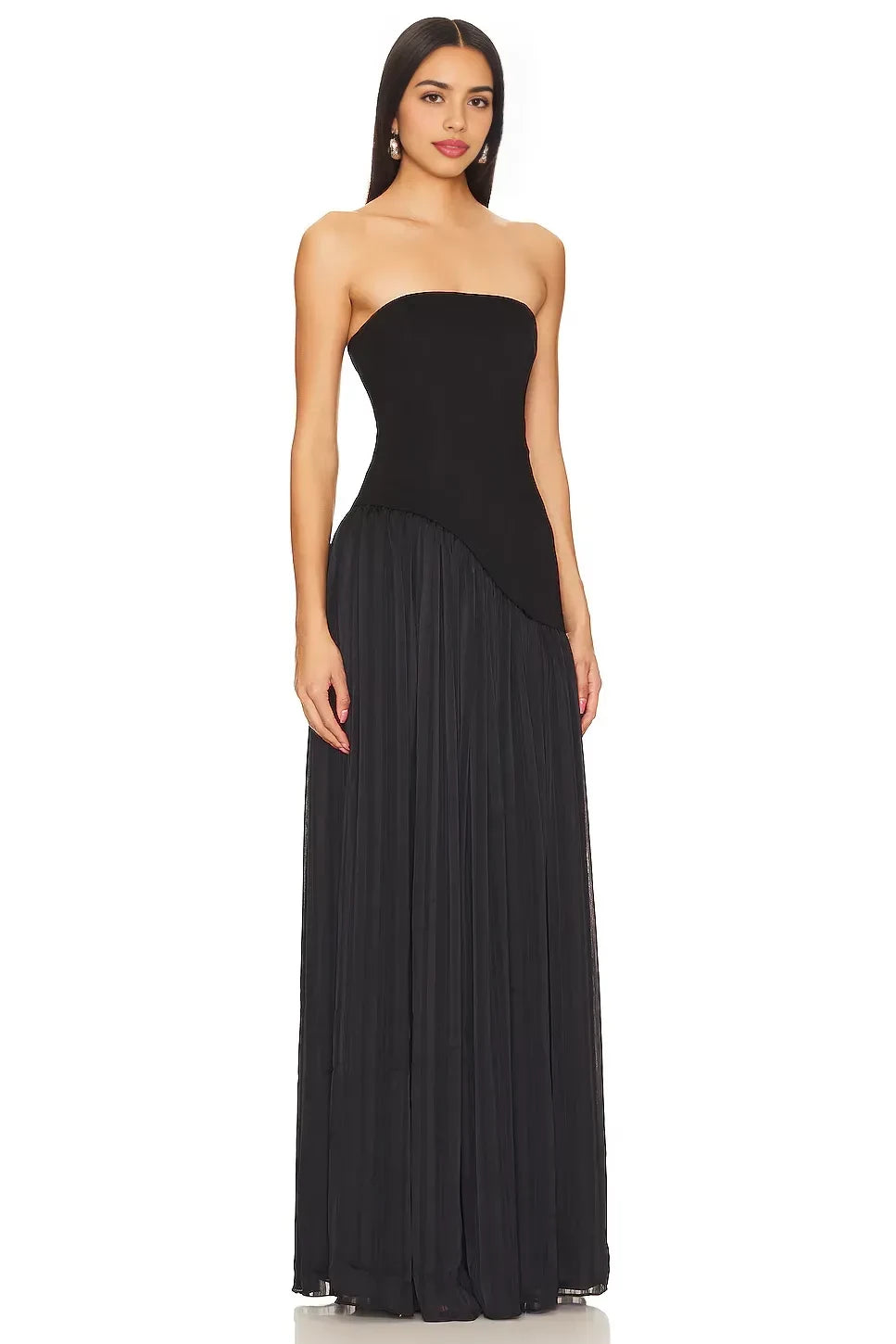 Chic A Line Strapless Sleeveless Zipper Back Floor Length Evening Dress