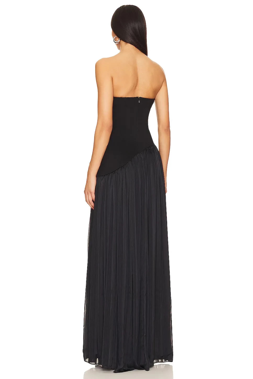 Chic A Line Strapless Sleeveless Zipper Back Floor Length Evening Dress