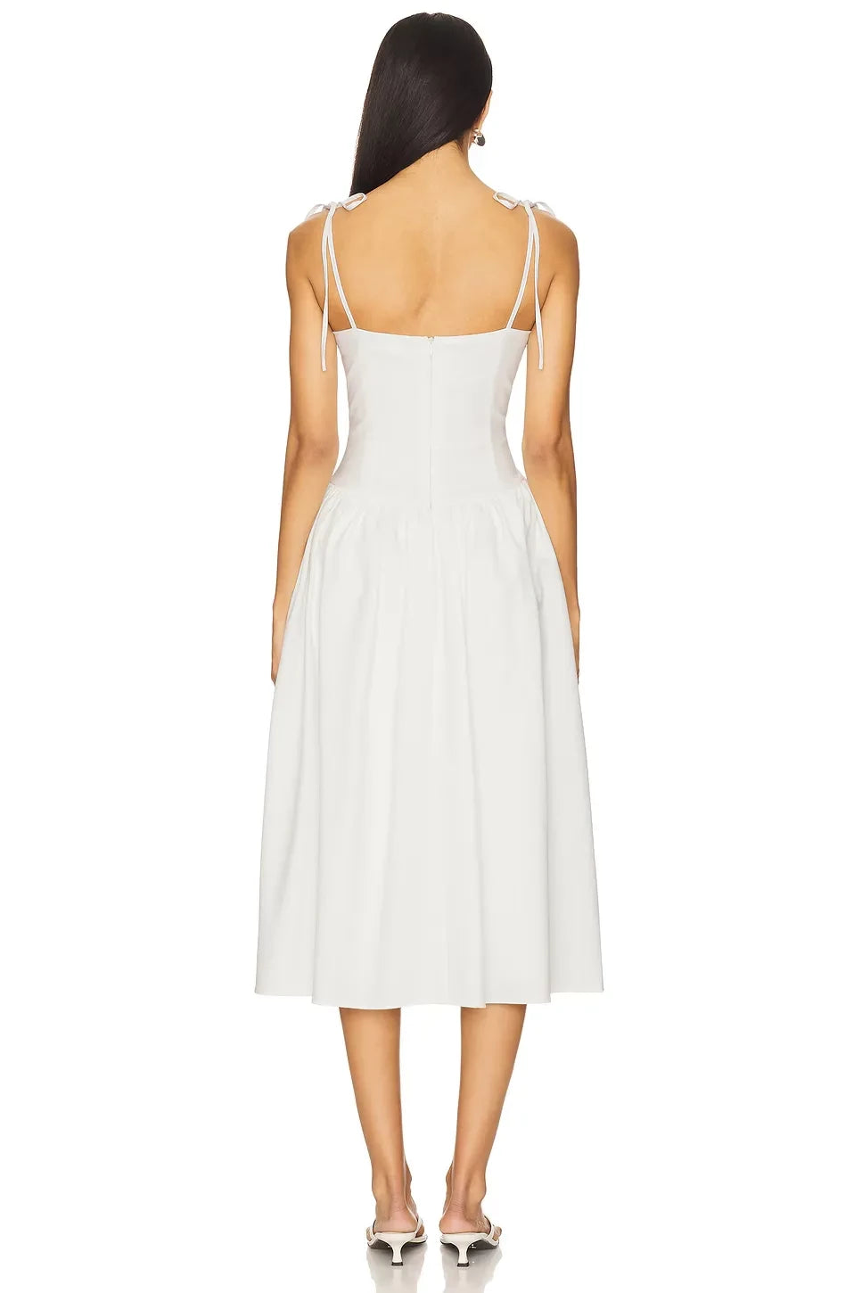 Chic A Line Sweetheart Neck Sleeveless Tie Shoulder Midi Length Evening Dress