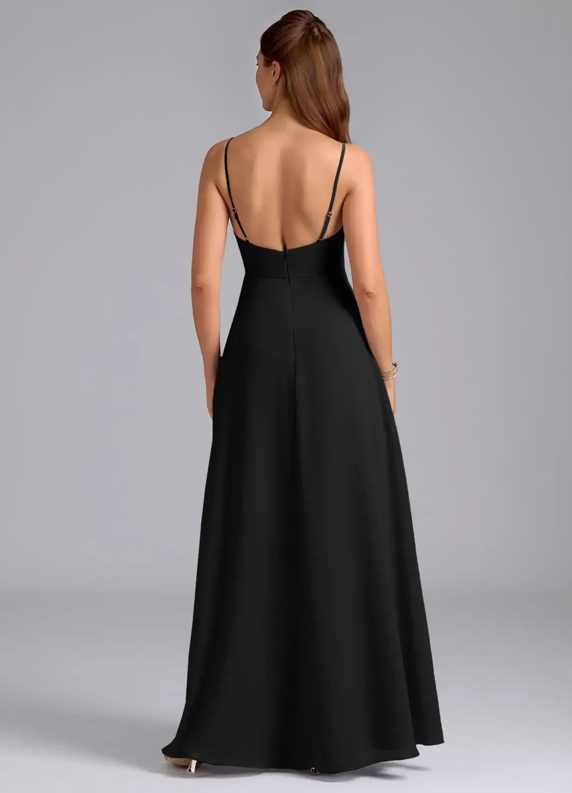 Chic A Line Sweetheart Neck Spaghetti Strap Open Back Floor Length Bridesmaid Dress