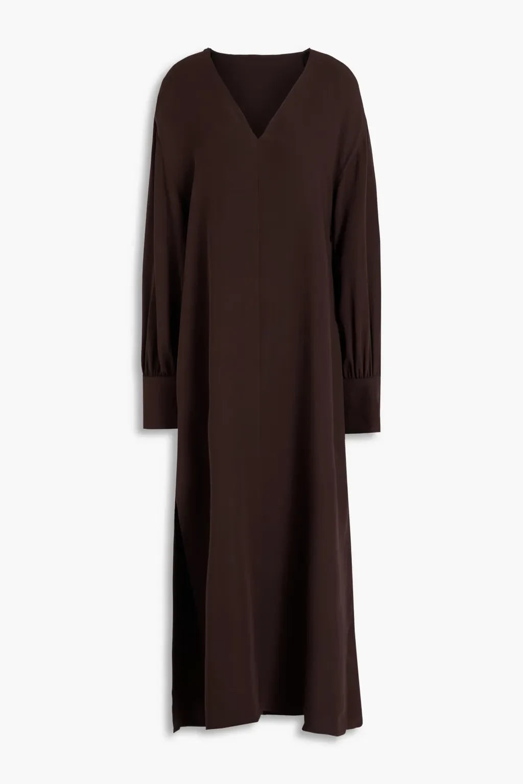 Chic A Line V Neck Puff Sleeve High Slit Midi Length Plus Size Evening Dress