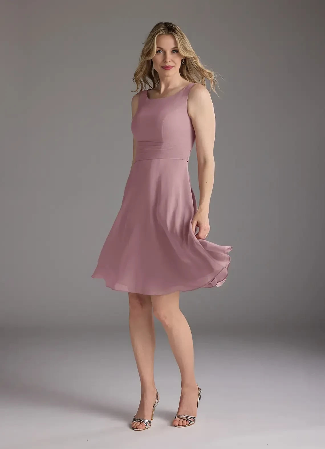 Chic A line Square Neck Sleeveless Zipper Back Knee Length Mother of the Bride Dress with Jacket