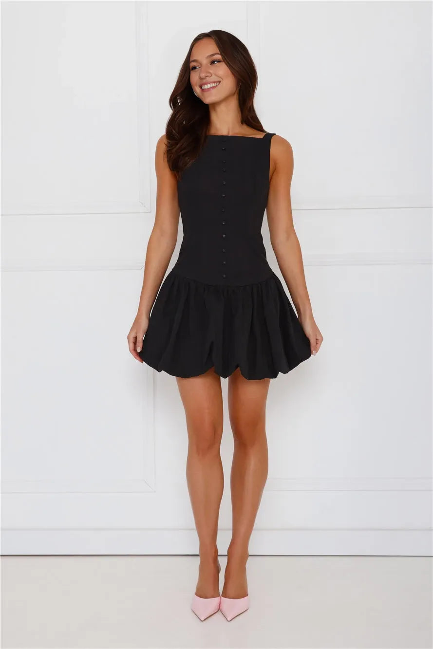 Chic Fit and Flare Square Neck Sleeveless Scoop Back Mini Party Dress Homecoming Dress