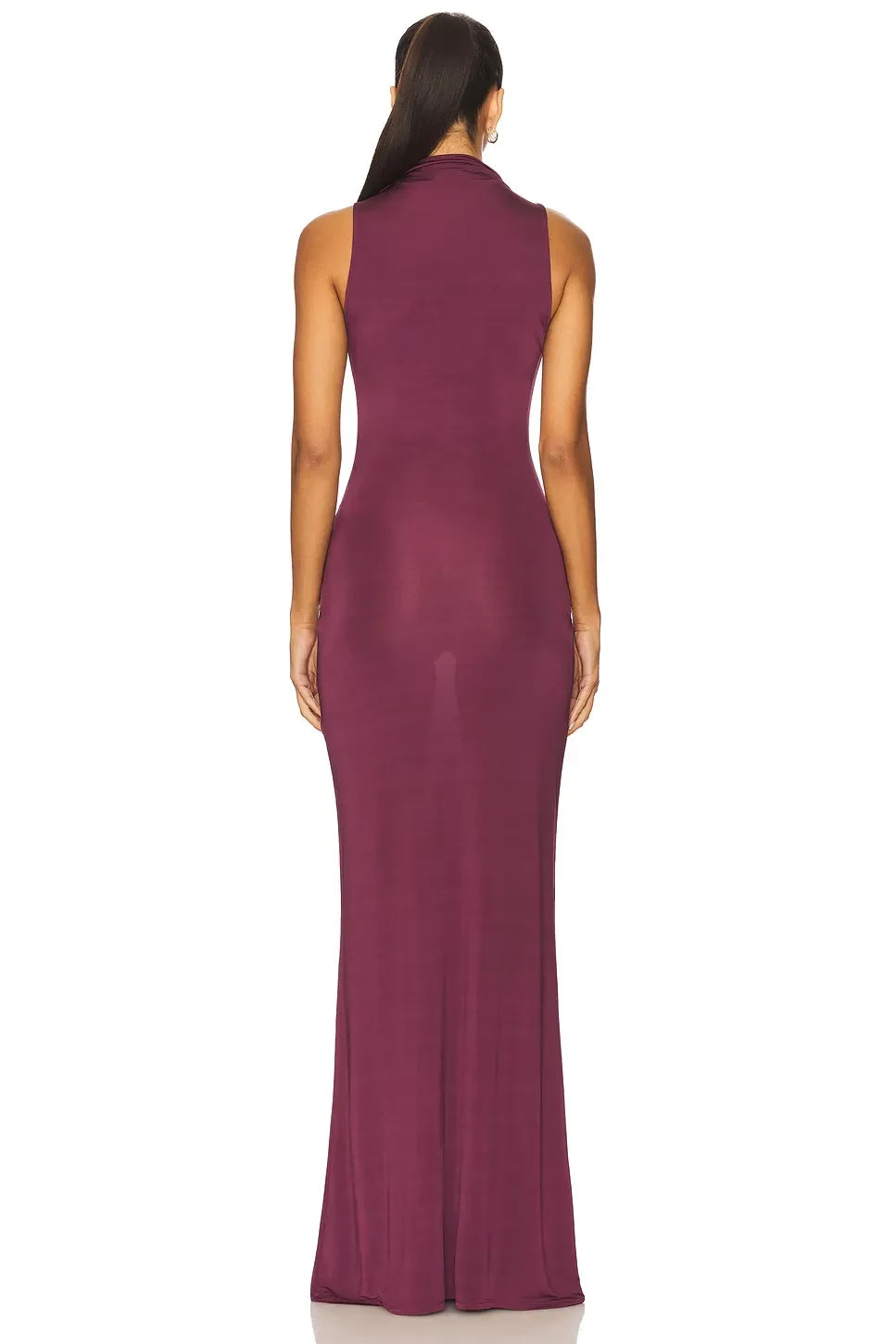 Chic Mermaid Cowl Neck Sleeveless Ruched Detail Floor Length Evening Dress