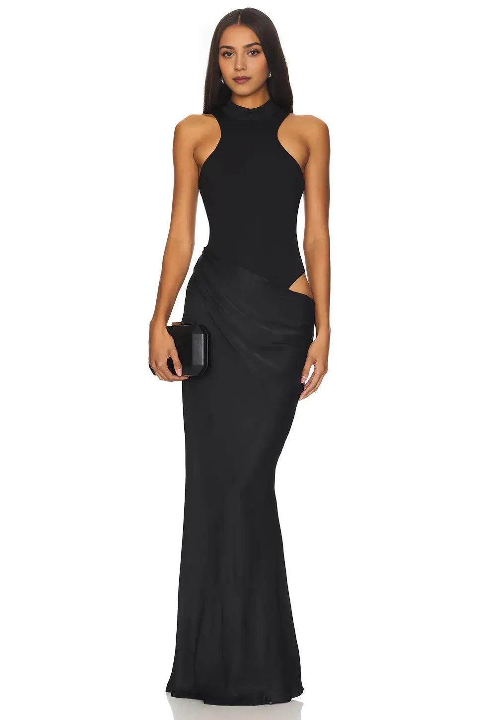 Chic Mermaid Mock Neck Sleeveless Zipper Back Floor Length Evening Dress
