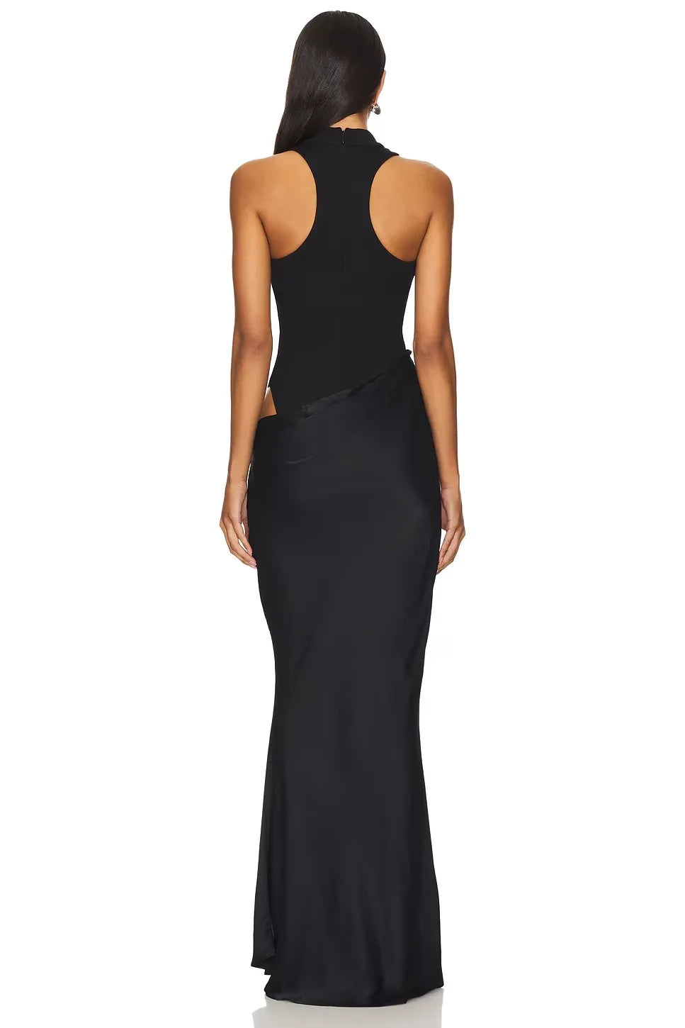 Chic Mermaid Mock Neck Sleeveless Zipper Back Floor Length Evening Dress