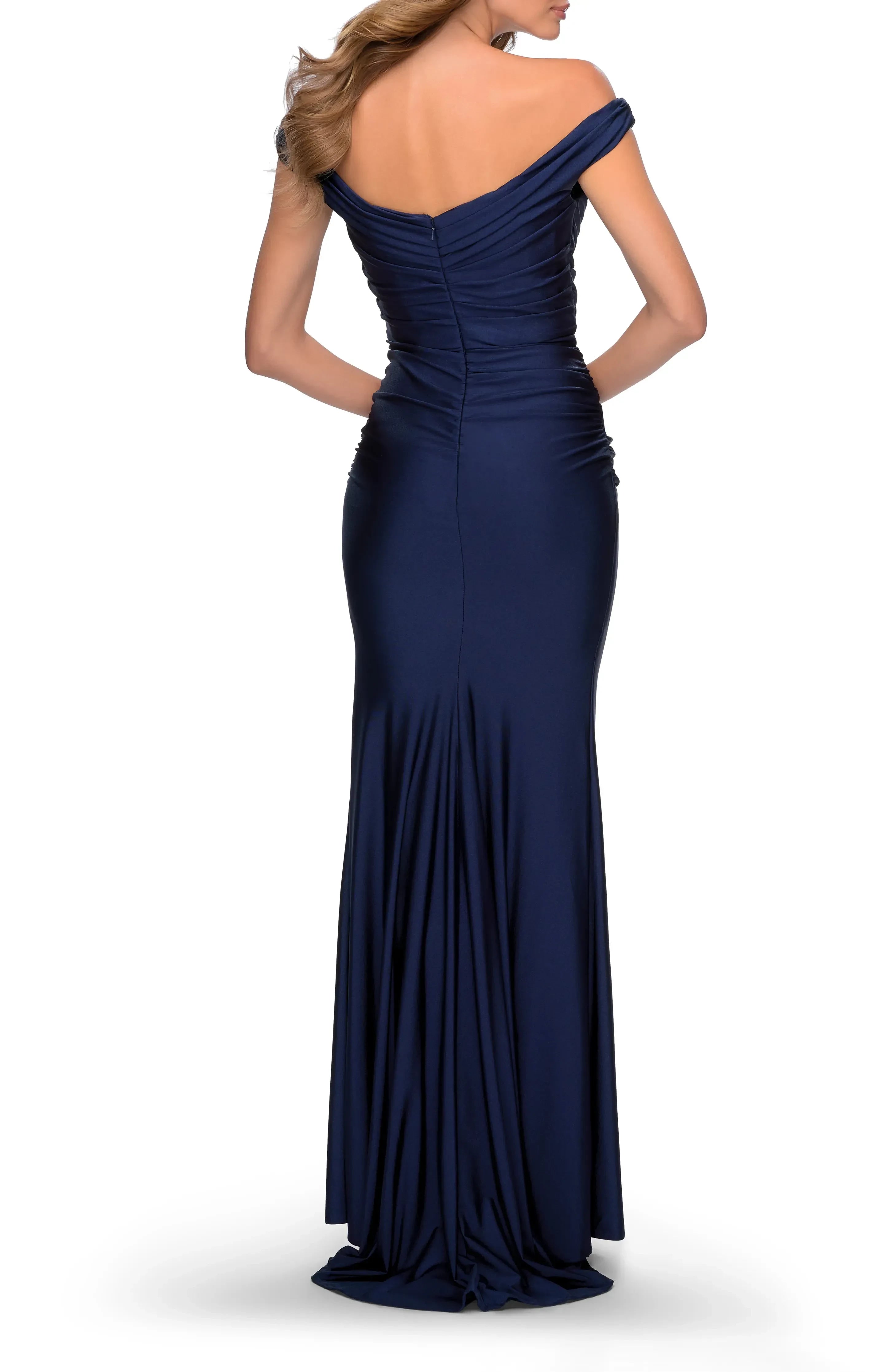 Chic Mermaid Off Shoulder Sleeveless Zipper Back Floor Length Evening Dress