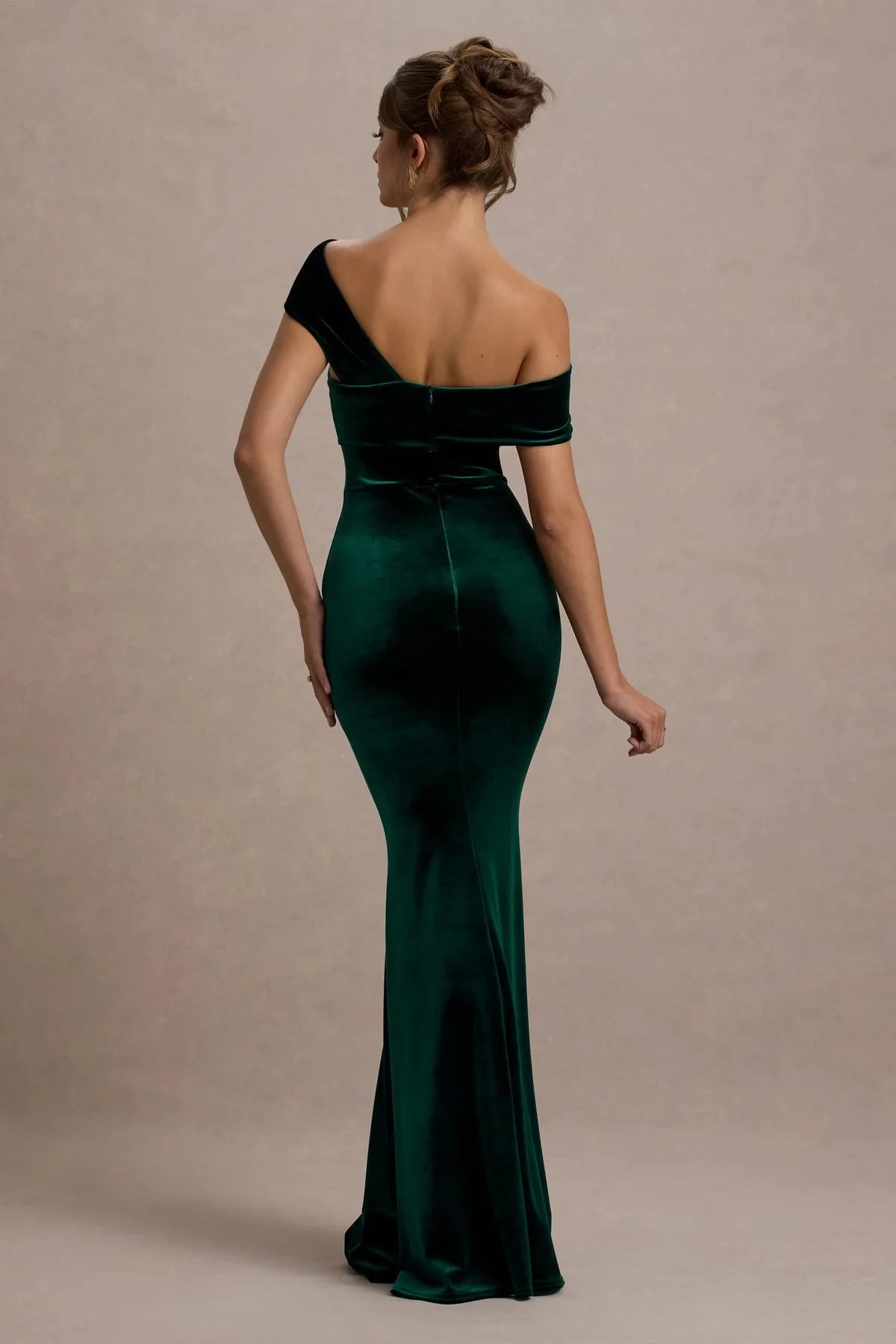Chic Mermaid One Shoulder Sleeveless Draped Collar Floor Length Evening Dress