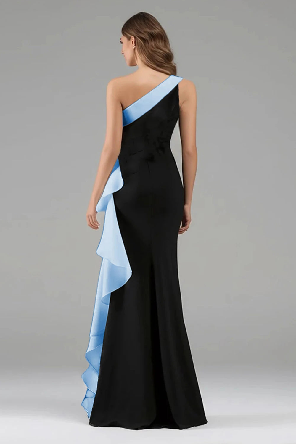 Chic Mermaid One Shoulder Sleeveless Zip Back Floor length Evening Dress Homecoming Dress