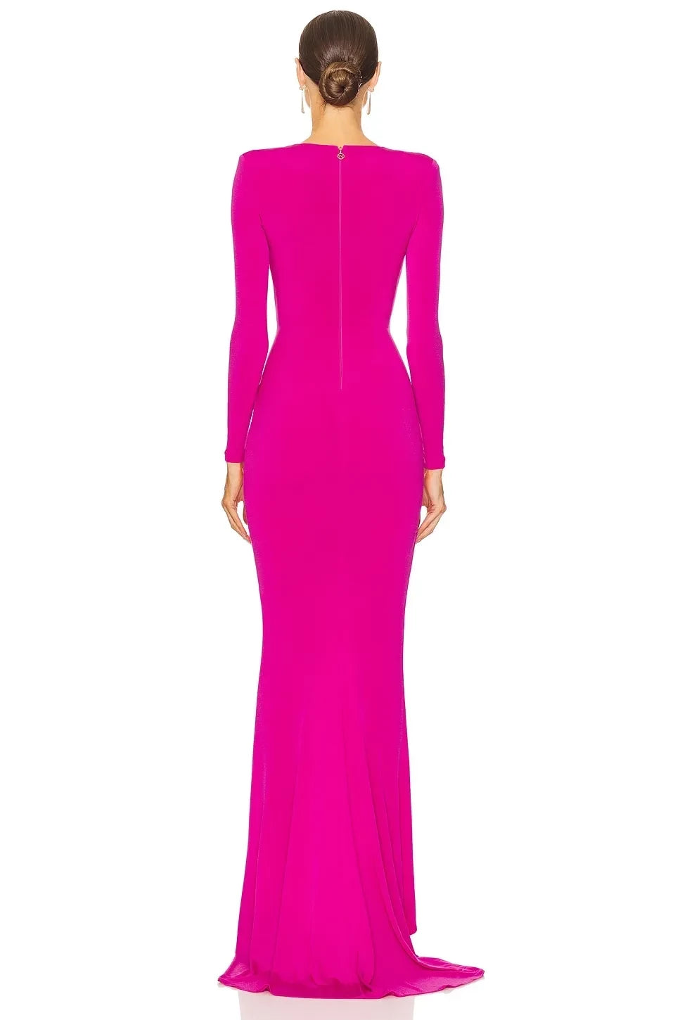 Chic Mermaid Plunging V Neck Long Sleeve Slit Front Floor Length Evening Dress