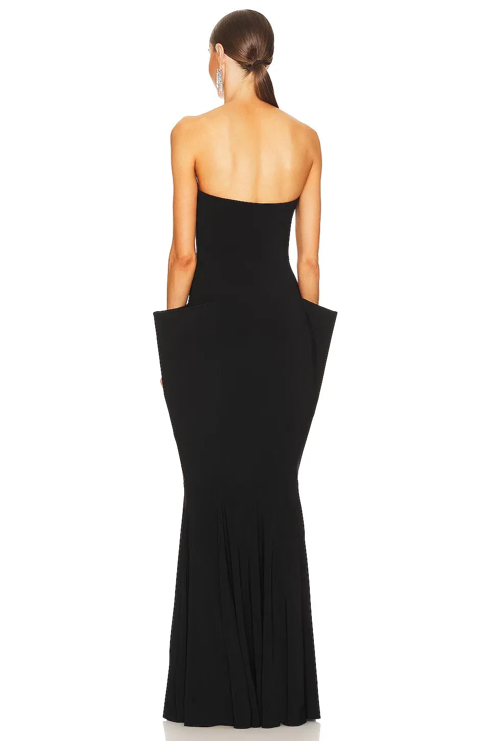 Chic Mermaid Strapless Sleeveless Statement Pocket Floor Length Evening Dress