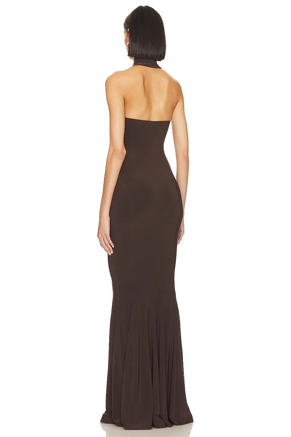 Chic Mermaid Turtleneck Sleeveless Open Back Floor Length Evening Dress
