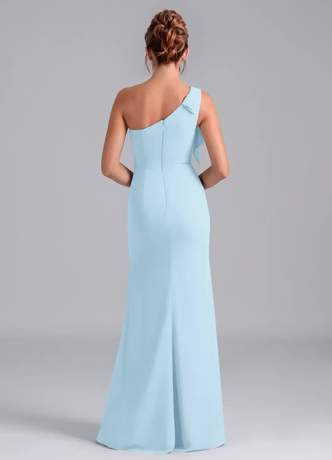 Chic One Shoulder Sheath Sleeveless Open Back Floor Length Bridesmaid Dress
