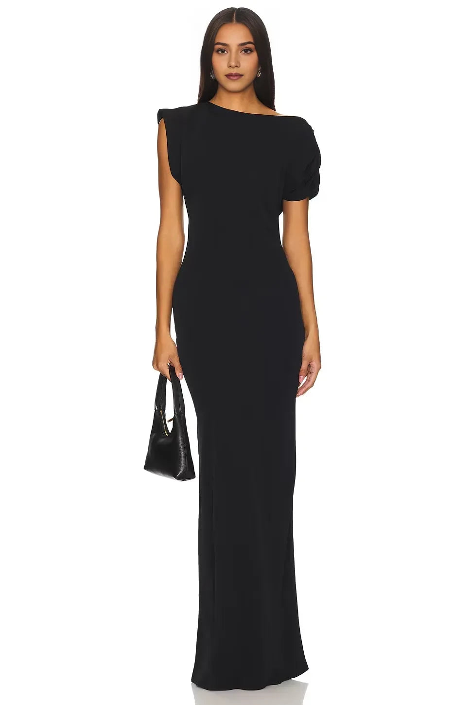 Chic Sheath Asymmetric Neck Cap Sleeve Zipper Back Floor Length Evening Dress