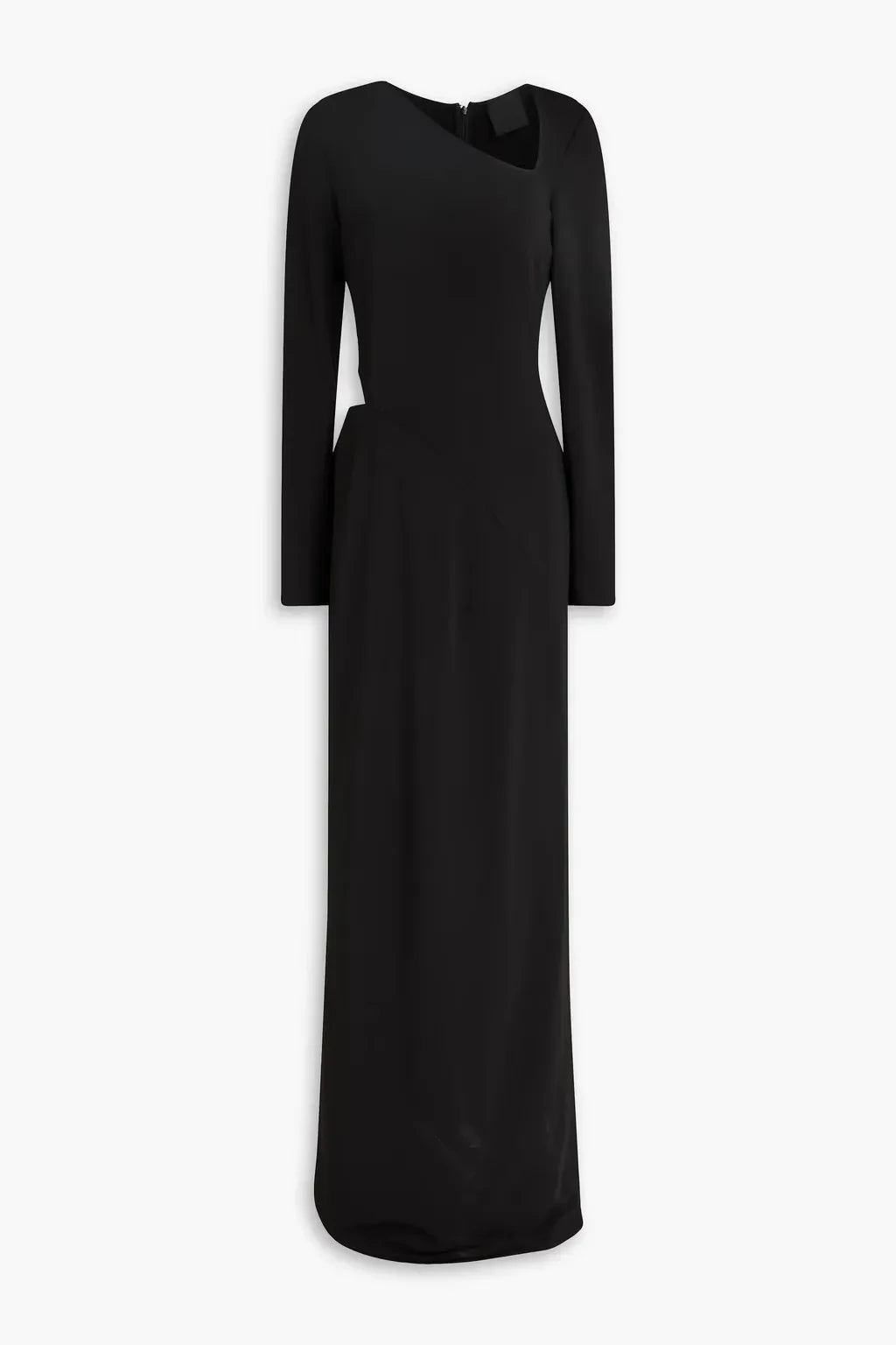 Chic Sheath Asymmetric Neck Long Sleeve Cutout Waist Floor Length Plus Size Evening Dress