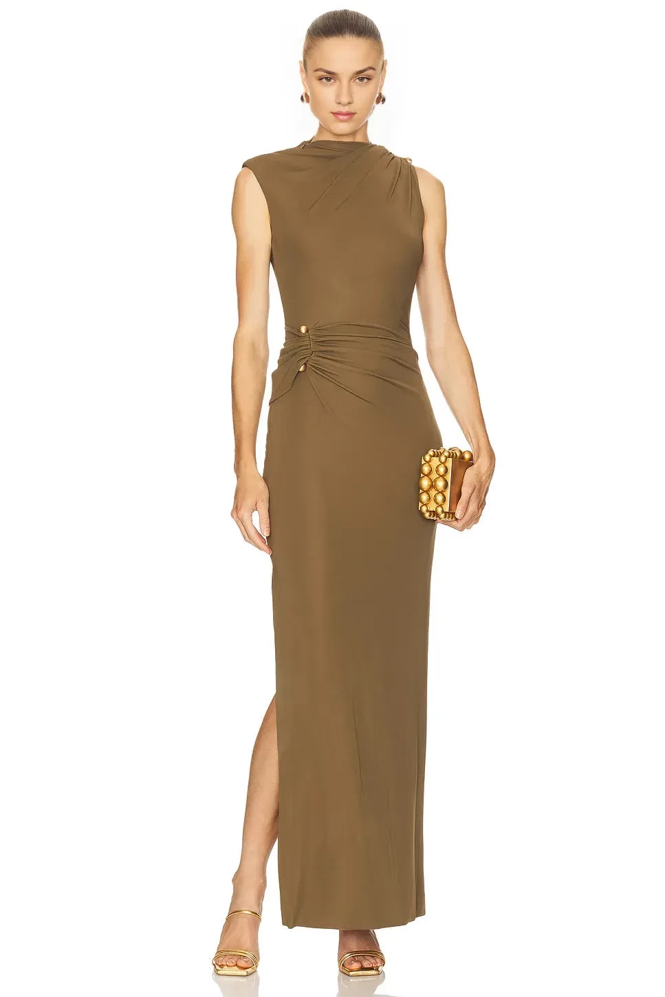 Chic Sheath Asymmetric Neck Sleeveless Cutout Back Floor Length Evening Dress